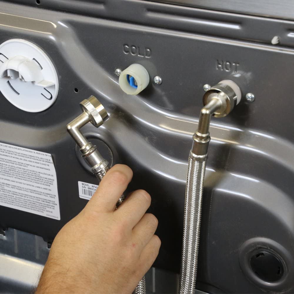 6 Ft Stainless Steel Washer Machine Hose with 90 deg elbow - 48375 - Image 2
