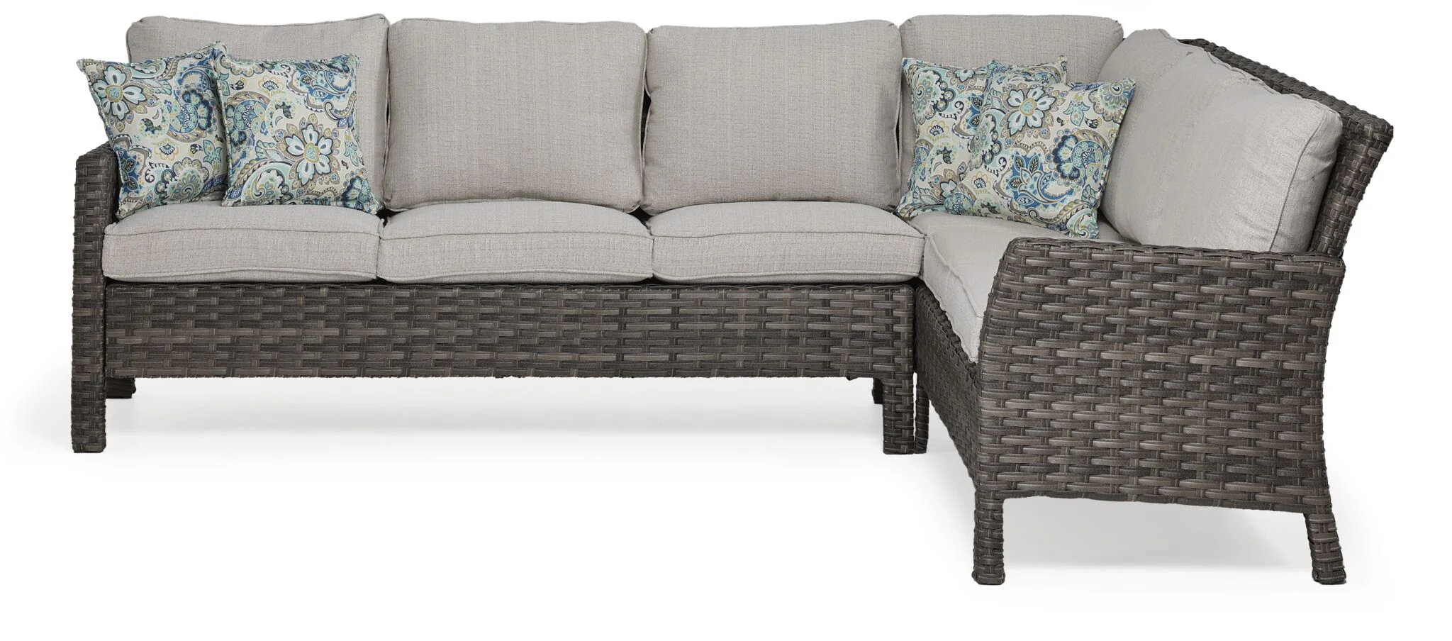 Acadia Outdoor Banquette Sectional - Grey, Beige - Image 2