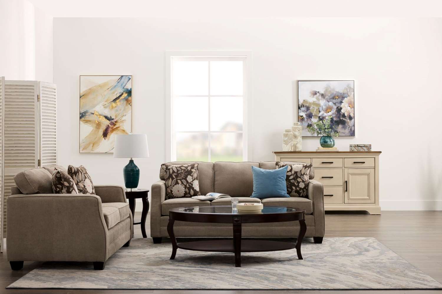 Agnes Sofa and Loveseat Set - Taupe - Image 2