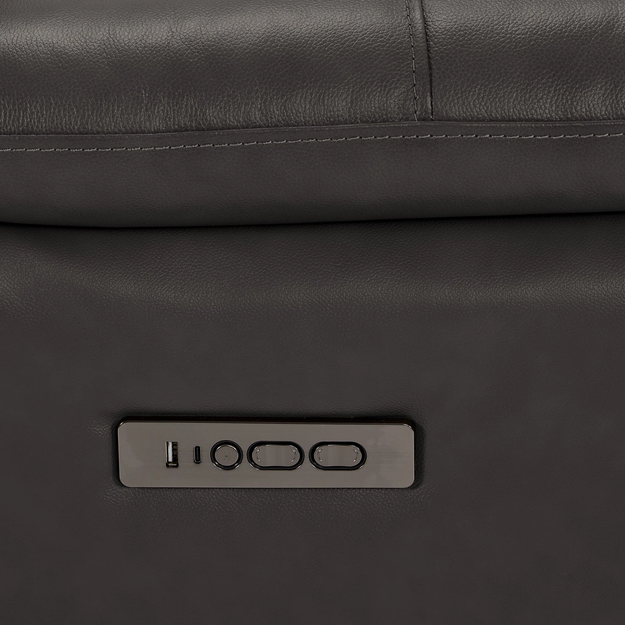 Allie Leather Dual Power Reclining Loveseat - Granite - Image 6