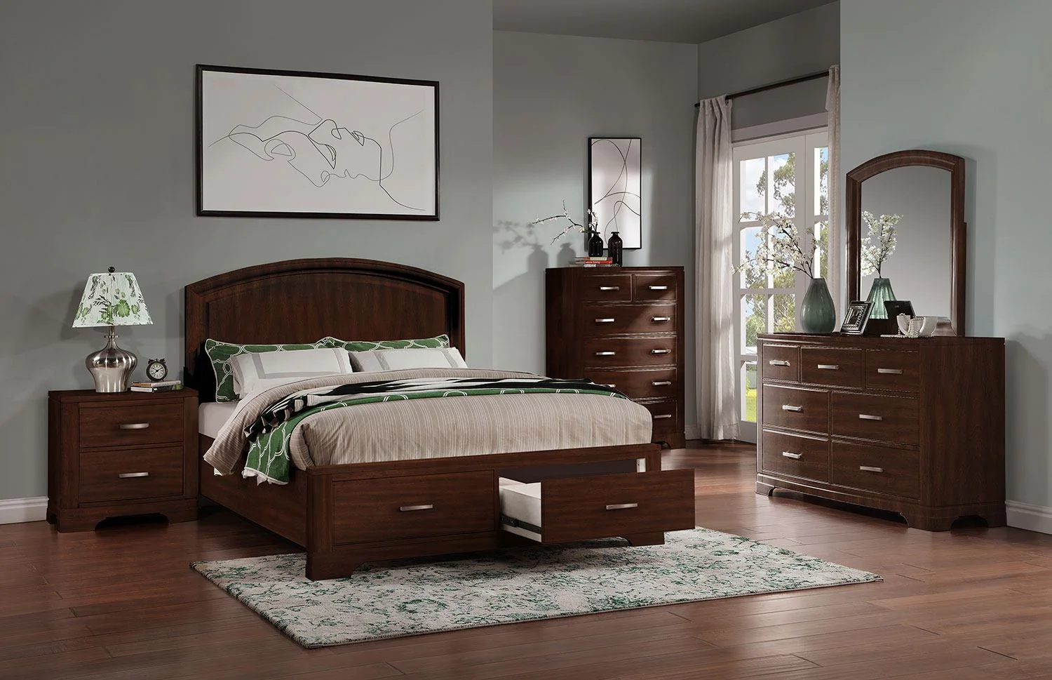 Arista 3-Piece Full Storage Bed - Brown Cherry - Image 2