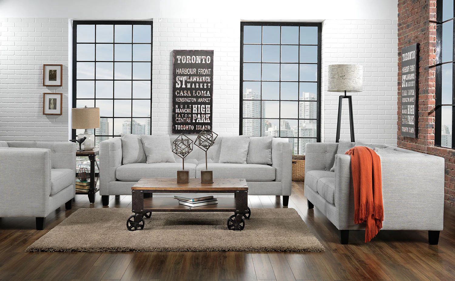 Astin Sofa and Loveseat Set - Grey - Image 2