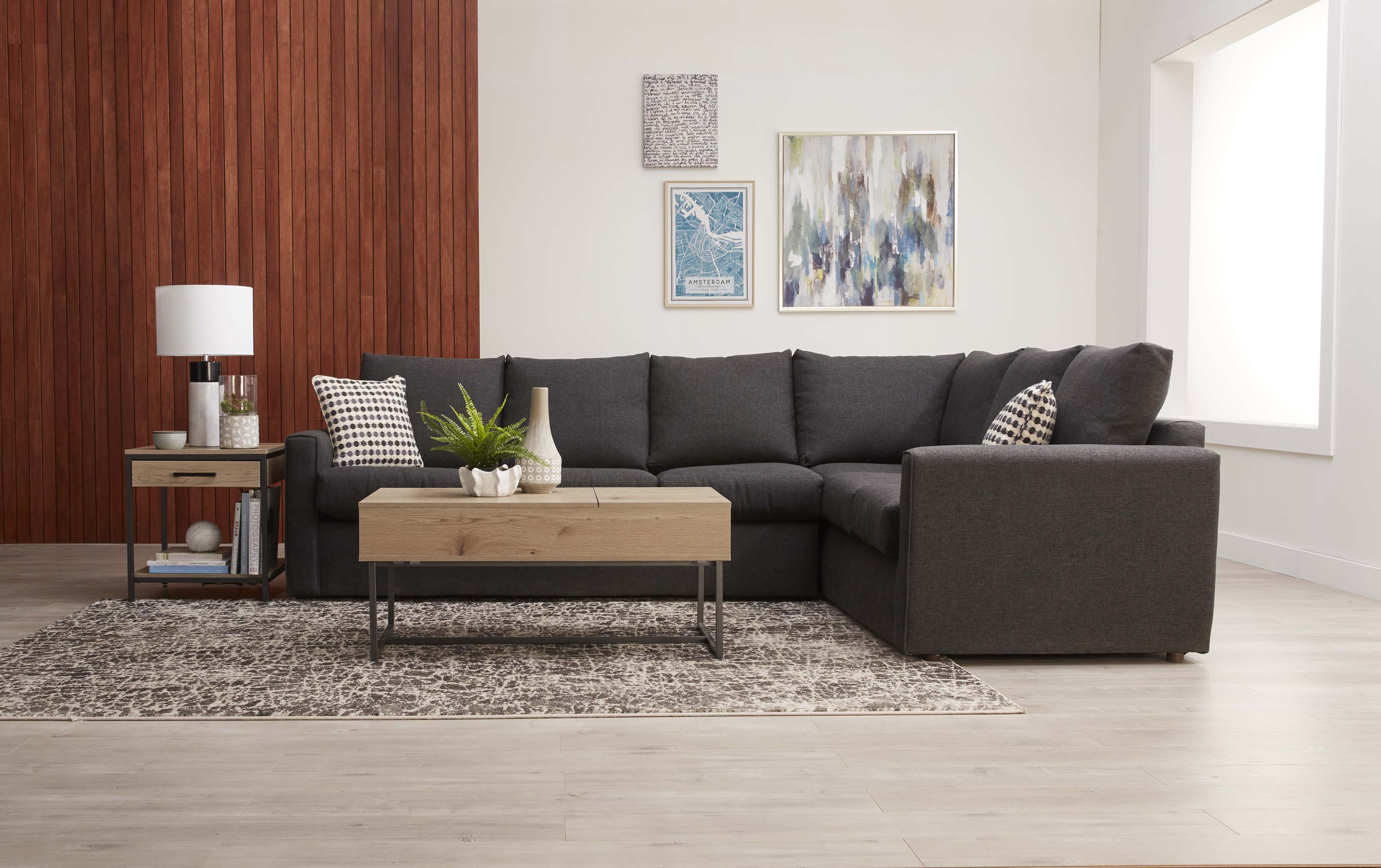 Athina 2-Piece Sectional with Left-Facing Queen Sofa Bed - Charcoal - Image 2