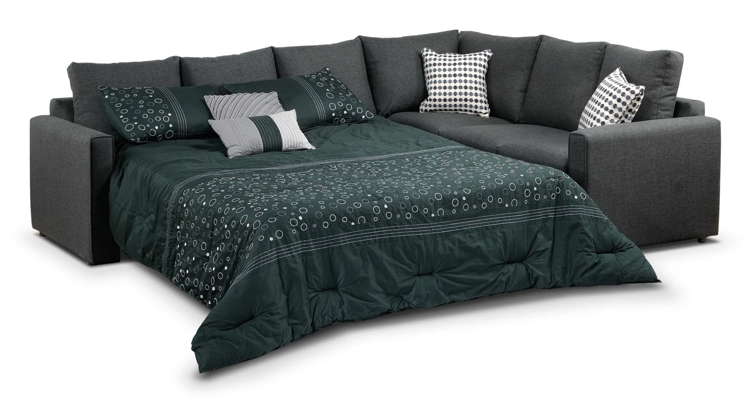 Athina 2-Piece Sectional with Left-Facing Queen Sofa Bed - Charcoal - Image 3