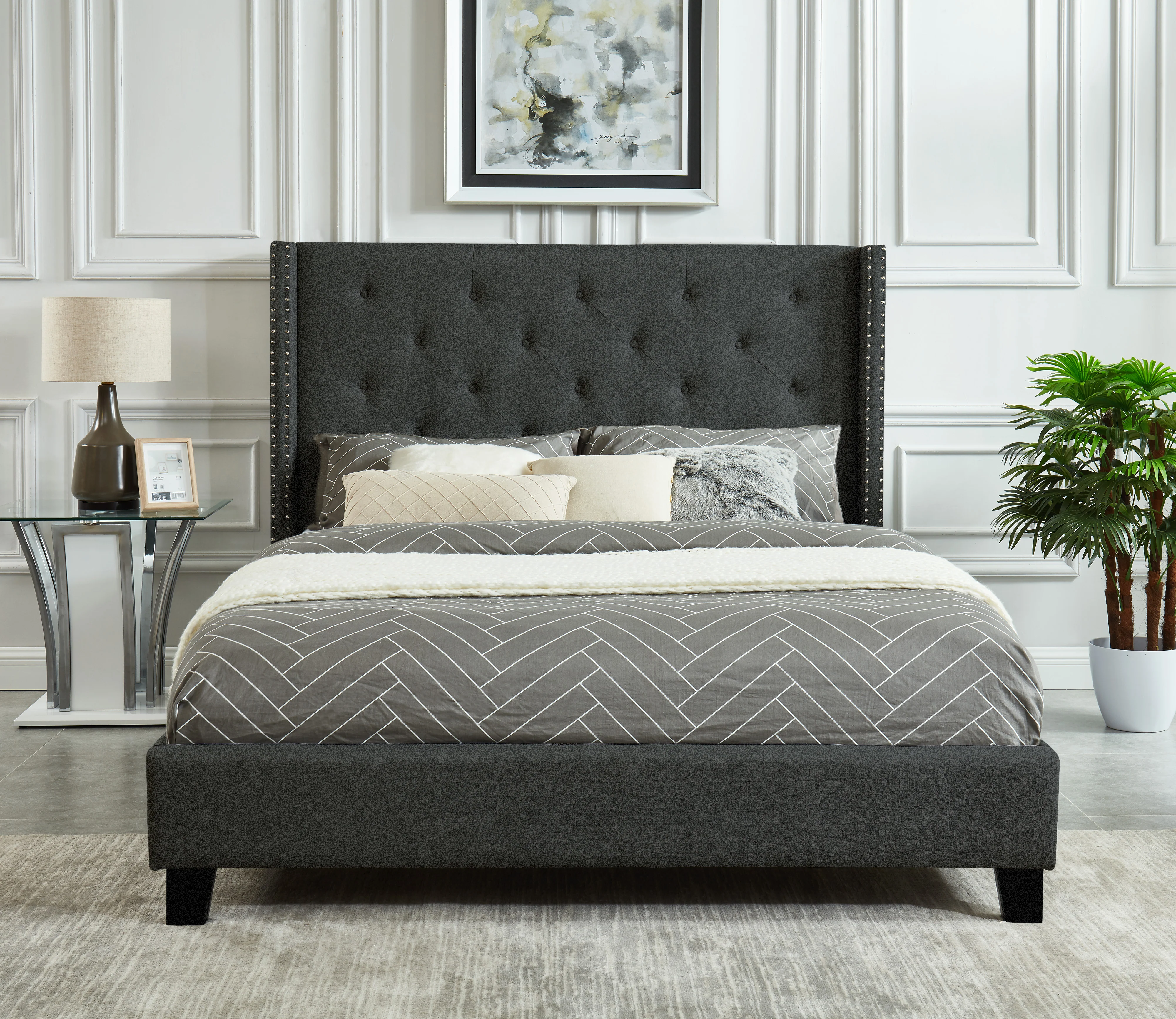 Audrey 3-Piece Full Bed - Dark Grey - Image 2