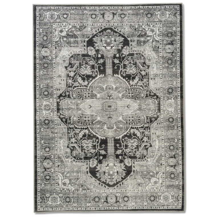 Aura Traditional Rug - 9' x 12' - Black /White