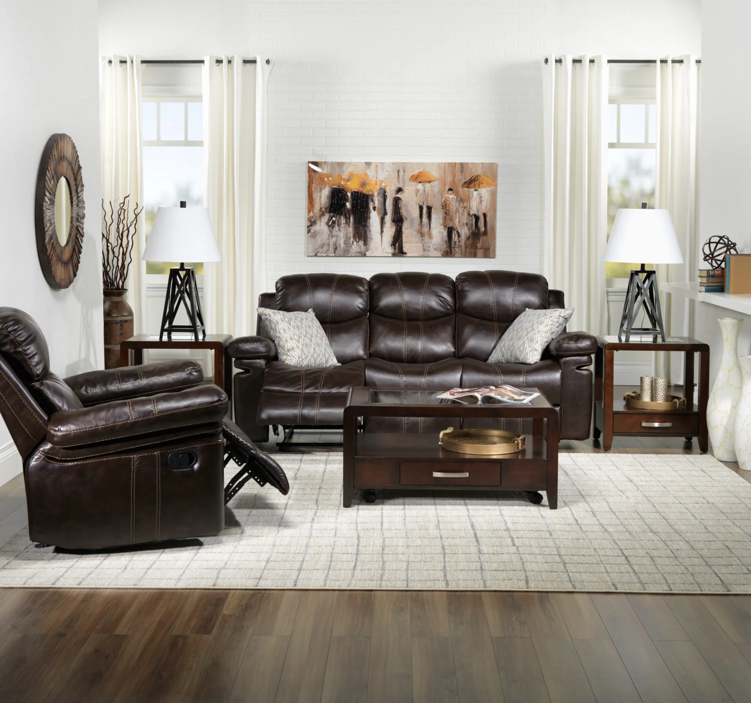 Barcelona Reclining Sofa - Brown - Image 2
