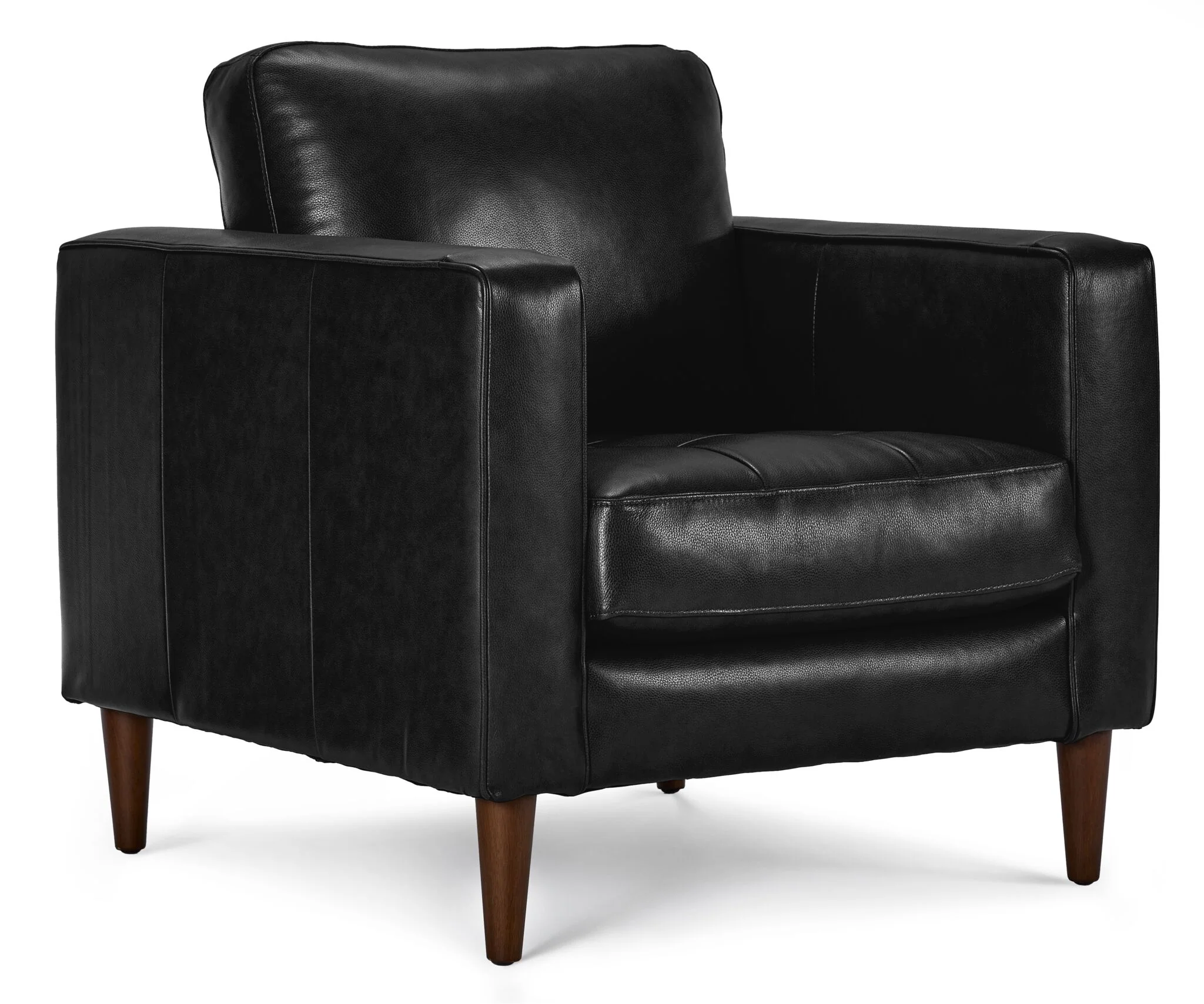 Bari Leather Sofa and Chair Set - Black - Image 3