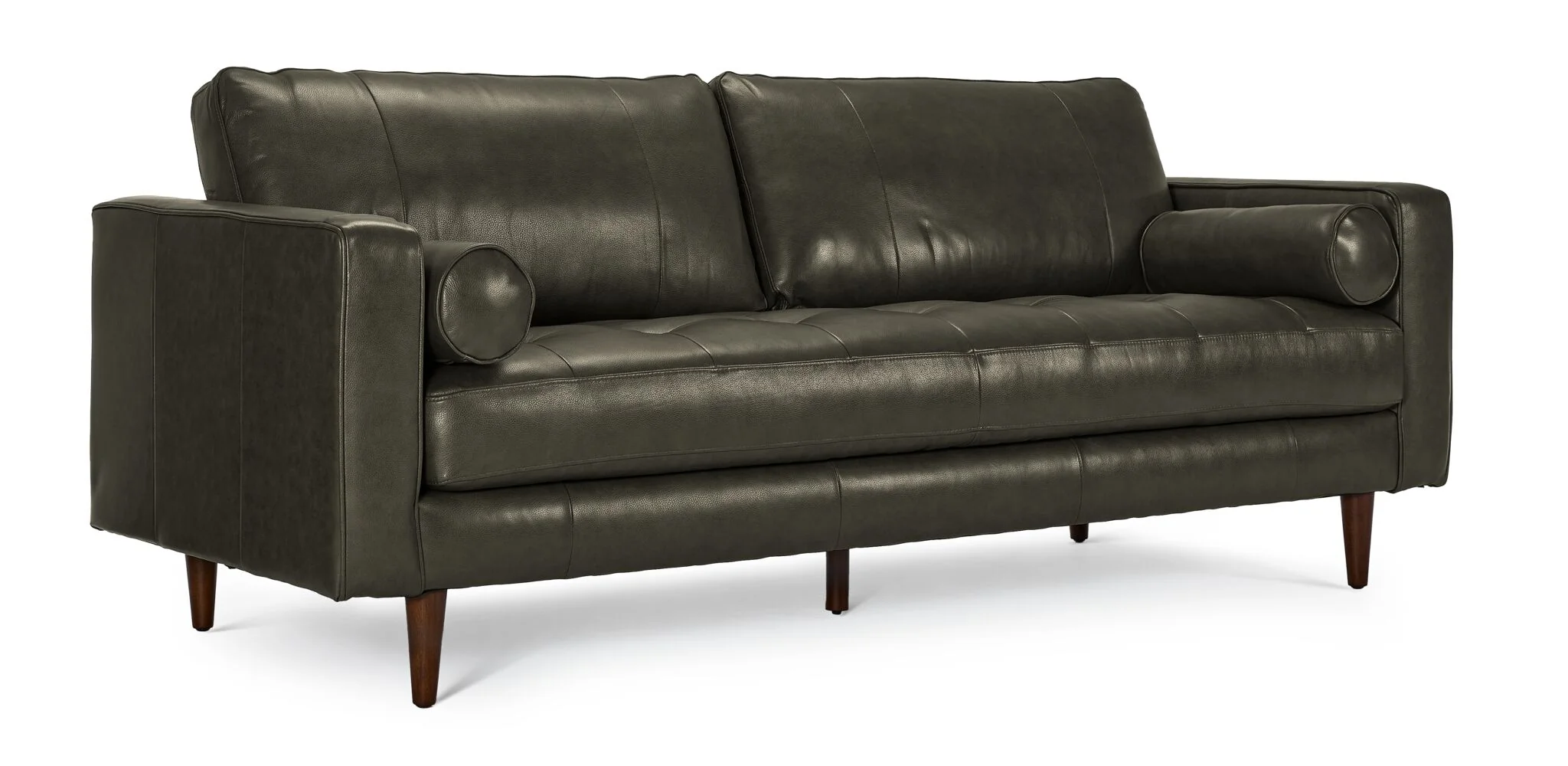 Bari Leather Sofa and Loveseat Set - Charcoal - Image 2