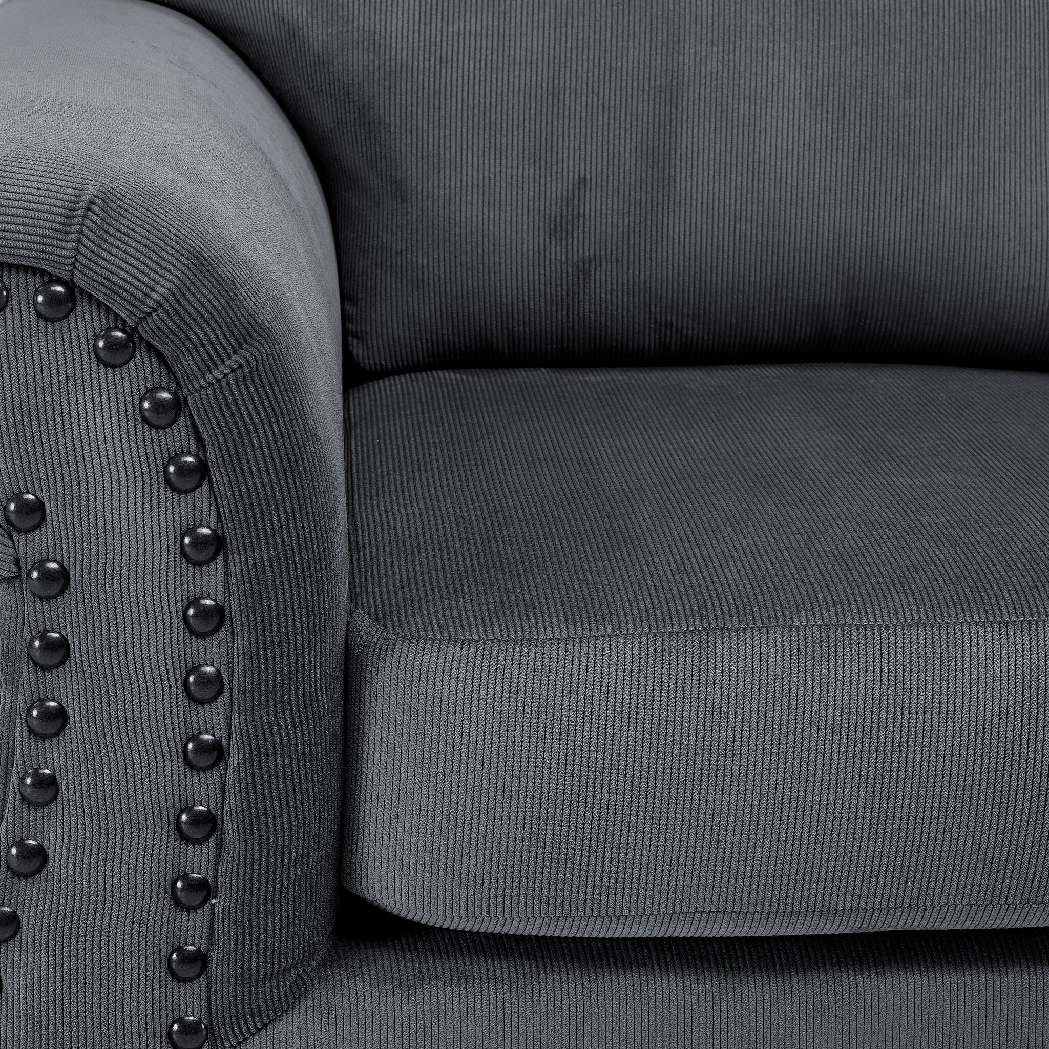 Brooklyn Sofa and Loveseat Set - Grey - Image 4