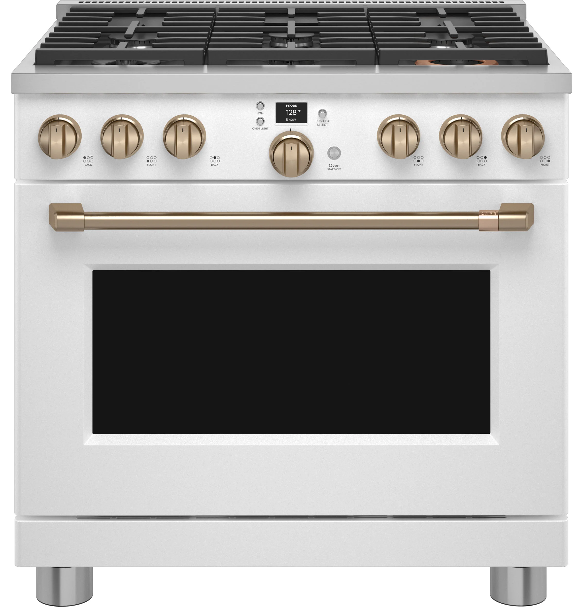 Café Matte White 36" Commercial-Style 6-Burner Dual-Fuel Smart Range with Air Fry (5.75 Cu.Ft) - C2Y366P4TW2