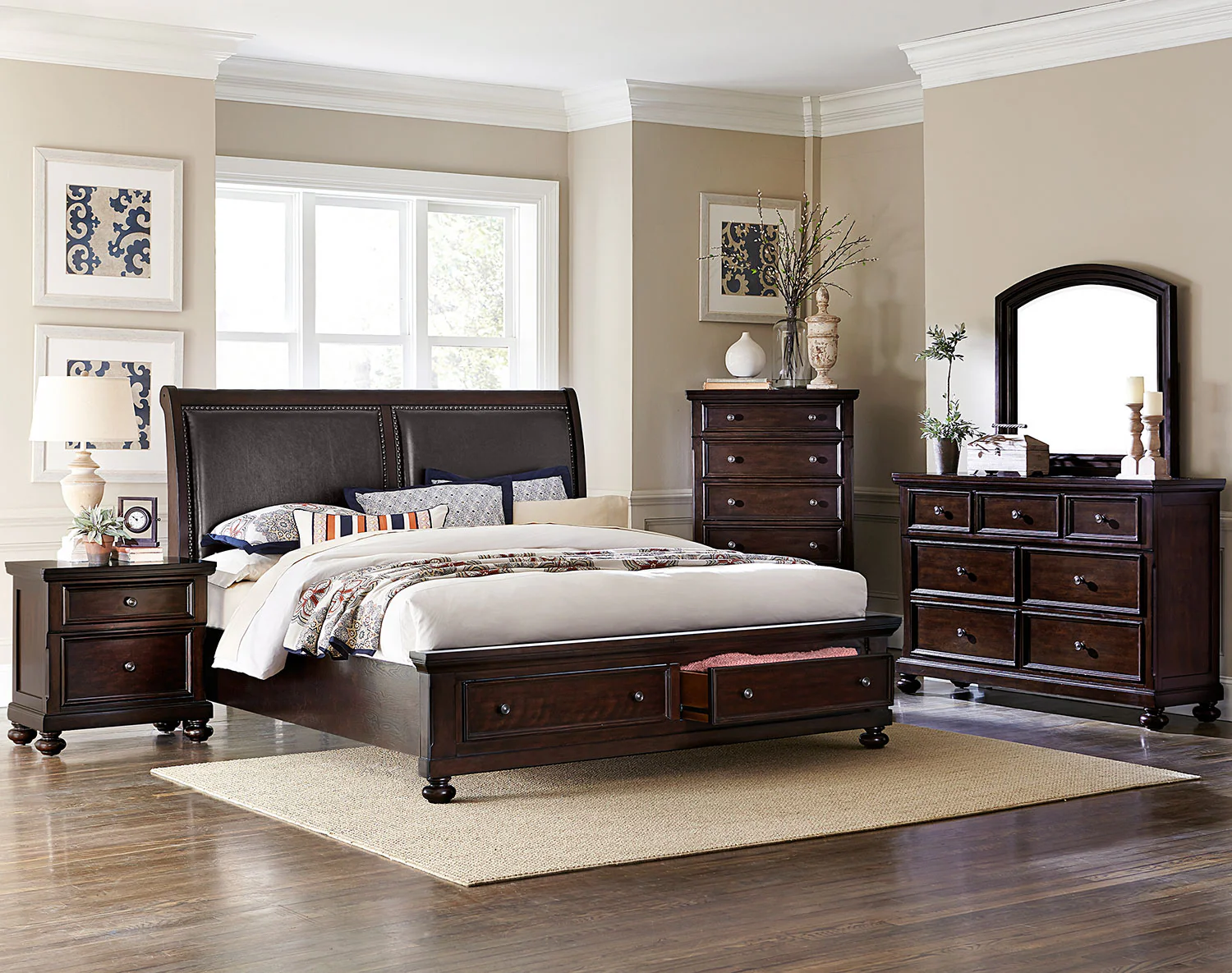 Chester 3-Piece Queen Storage Bed - Cherry - Image 2