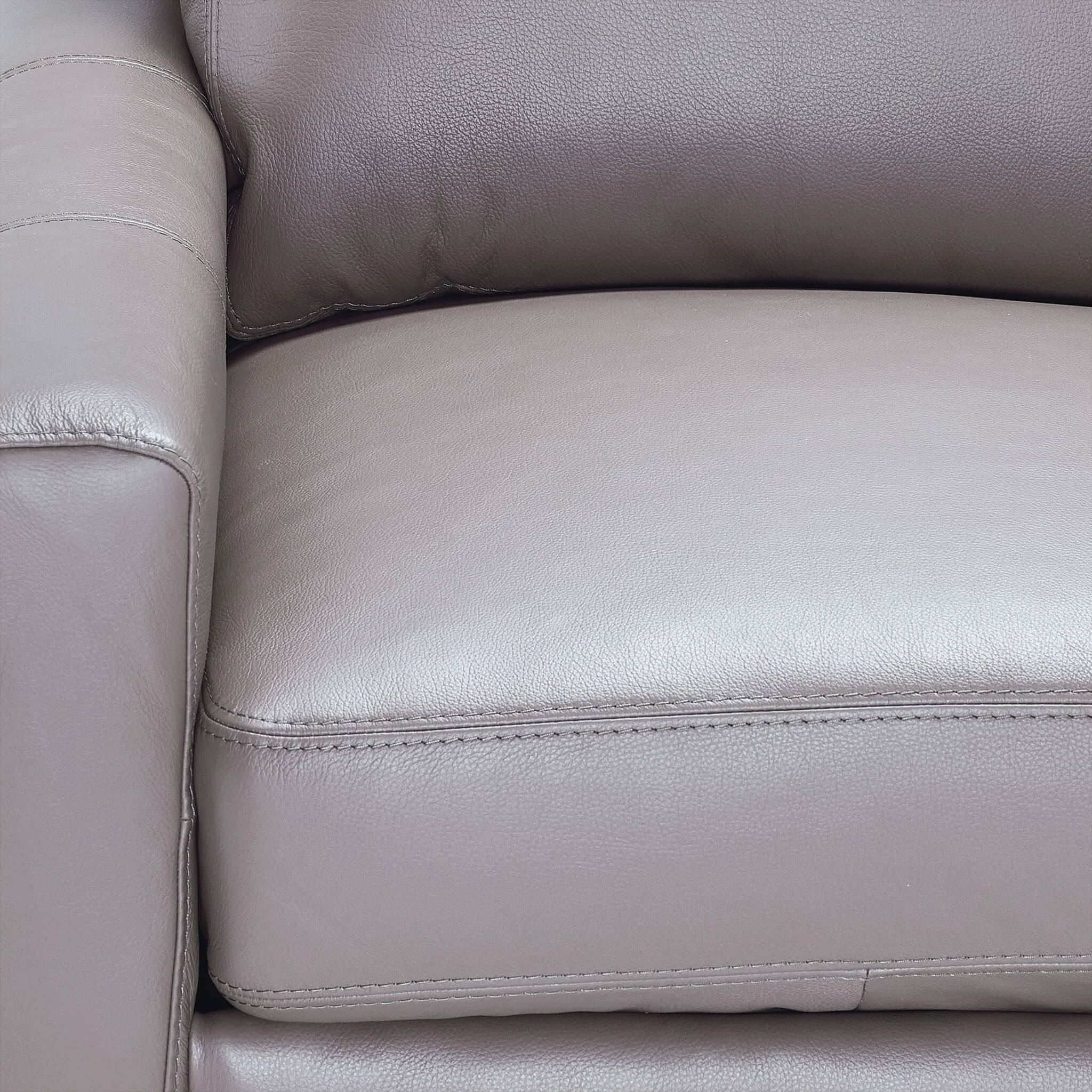 Chito Leather Loveseat - Cloud Grey - Image 3