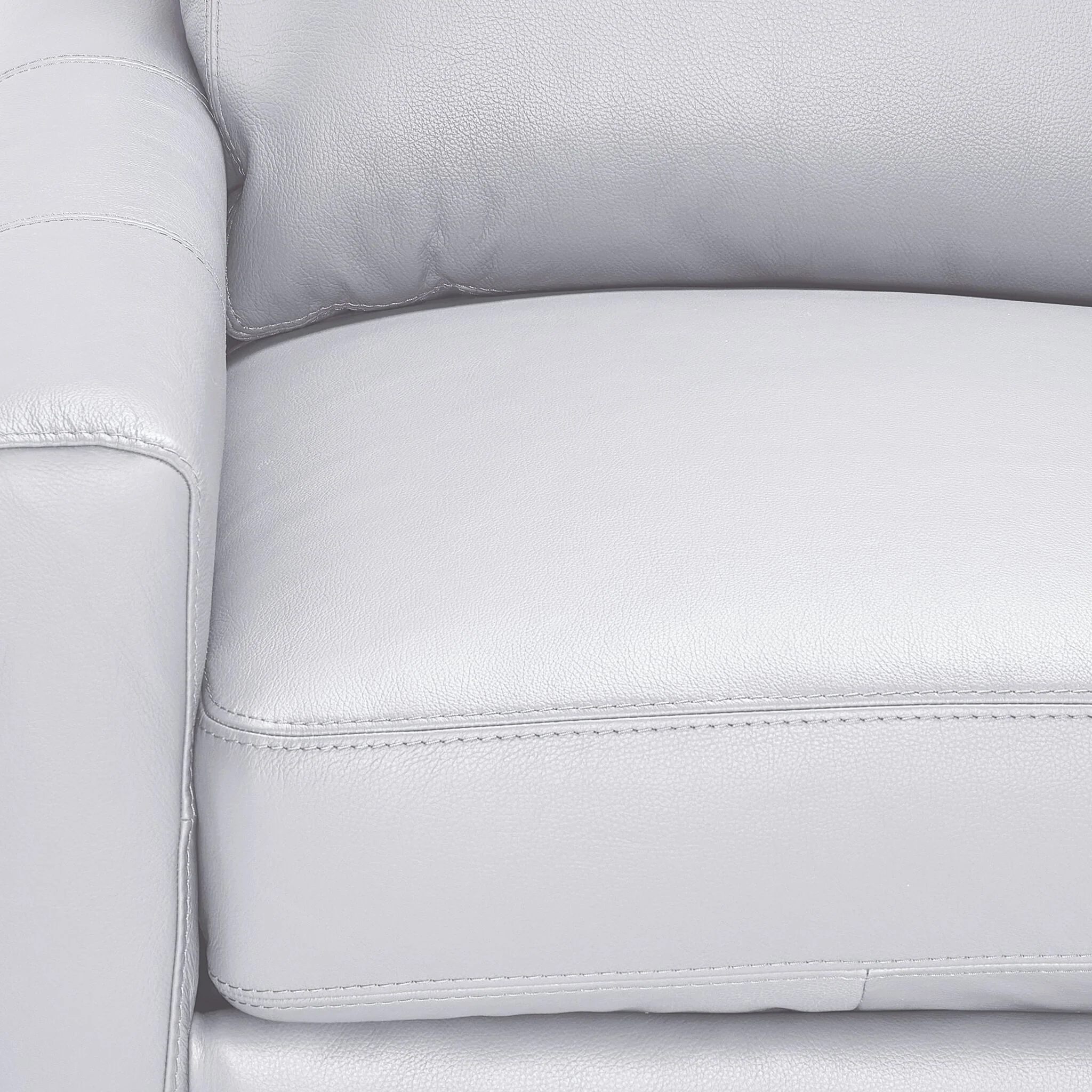 Chito Leather Sofa, Loveseat and Chair Set - Silver Grey - Image 5