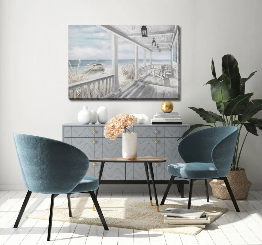 Coastal Bliss Wall Art - White/Blue - 36 X 24 - Image 2