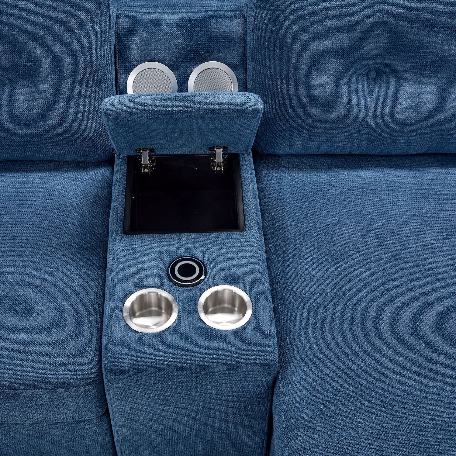 Feeling Connected - Connex 3-Piece Modular Chair with Storage Console - Blue - Image 4