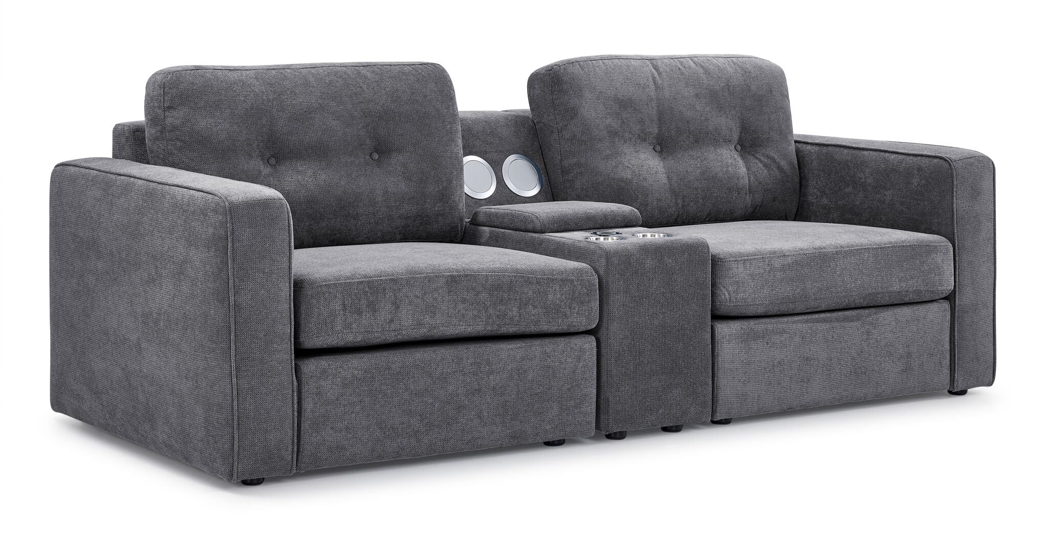 Feeling Connected - Connex 3-Piece Modular Chair with Storage Console - Light Grey
