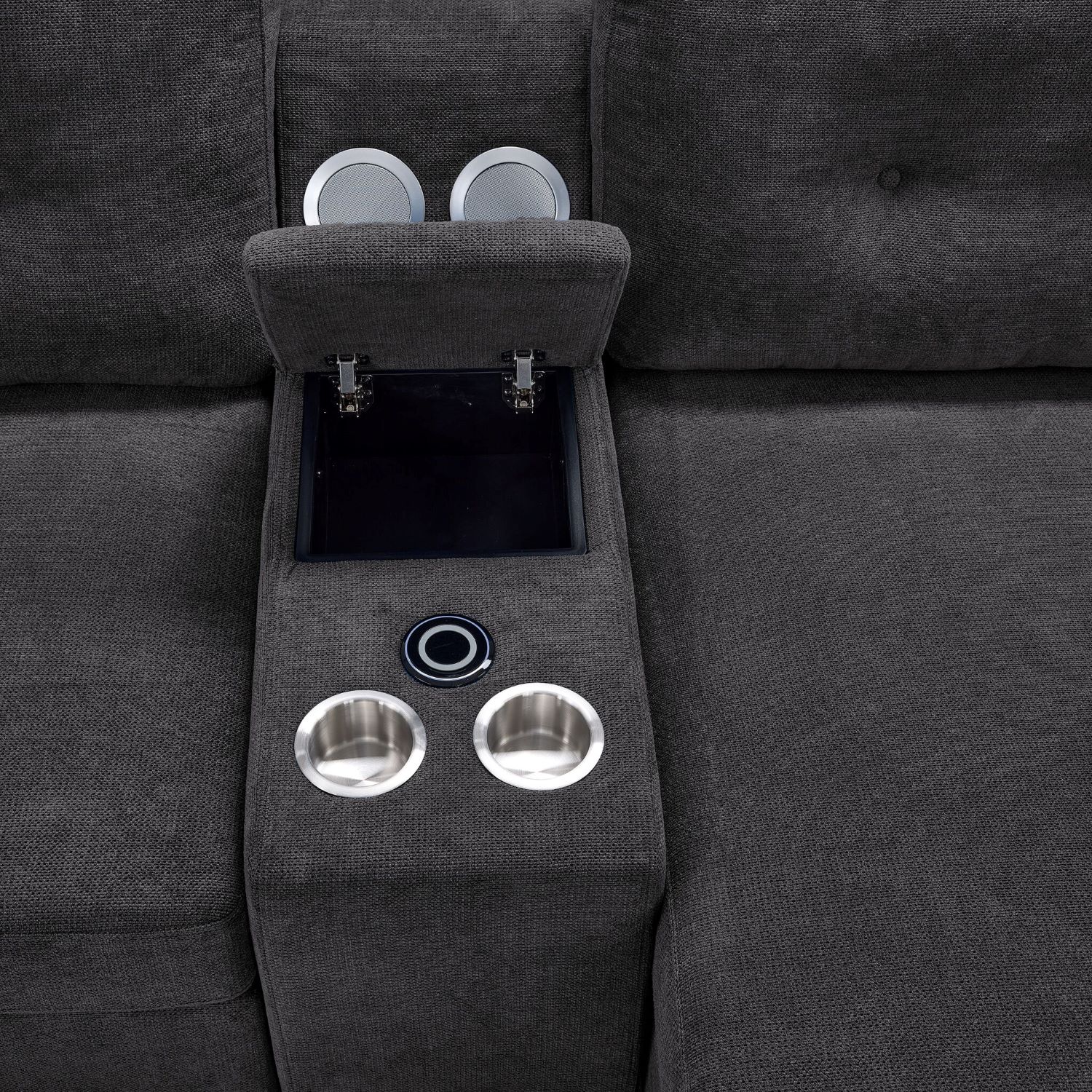 Feeling Connected - Connex 6-Piece Modular Sectional with Storage Console - Dark Grey - Image 17
