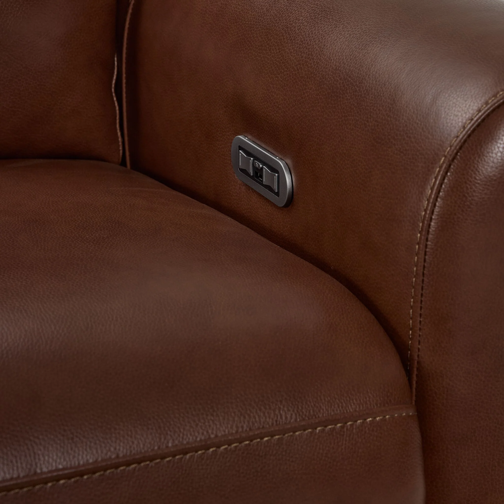 Conrad Leather Dual Power Reclining Sofa - Dark Brown - Image 6
