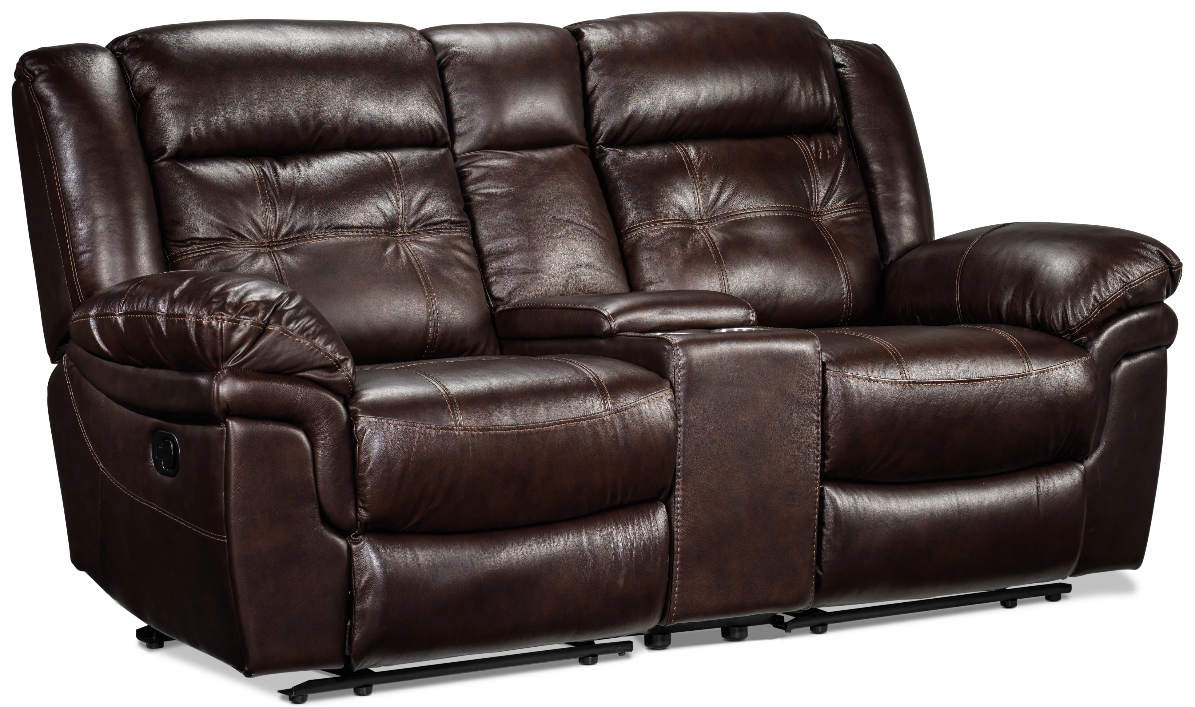 Cooper Leather Reclining Loveseat with Console - Brown - Image 2