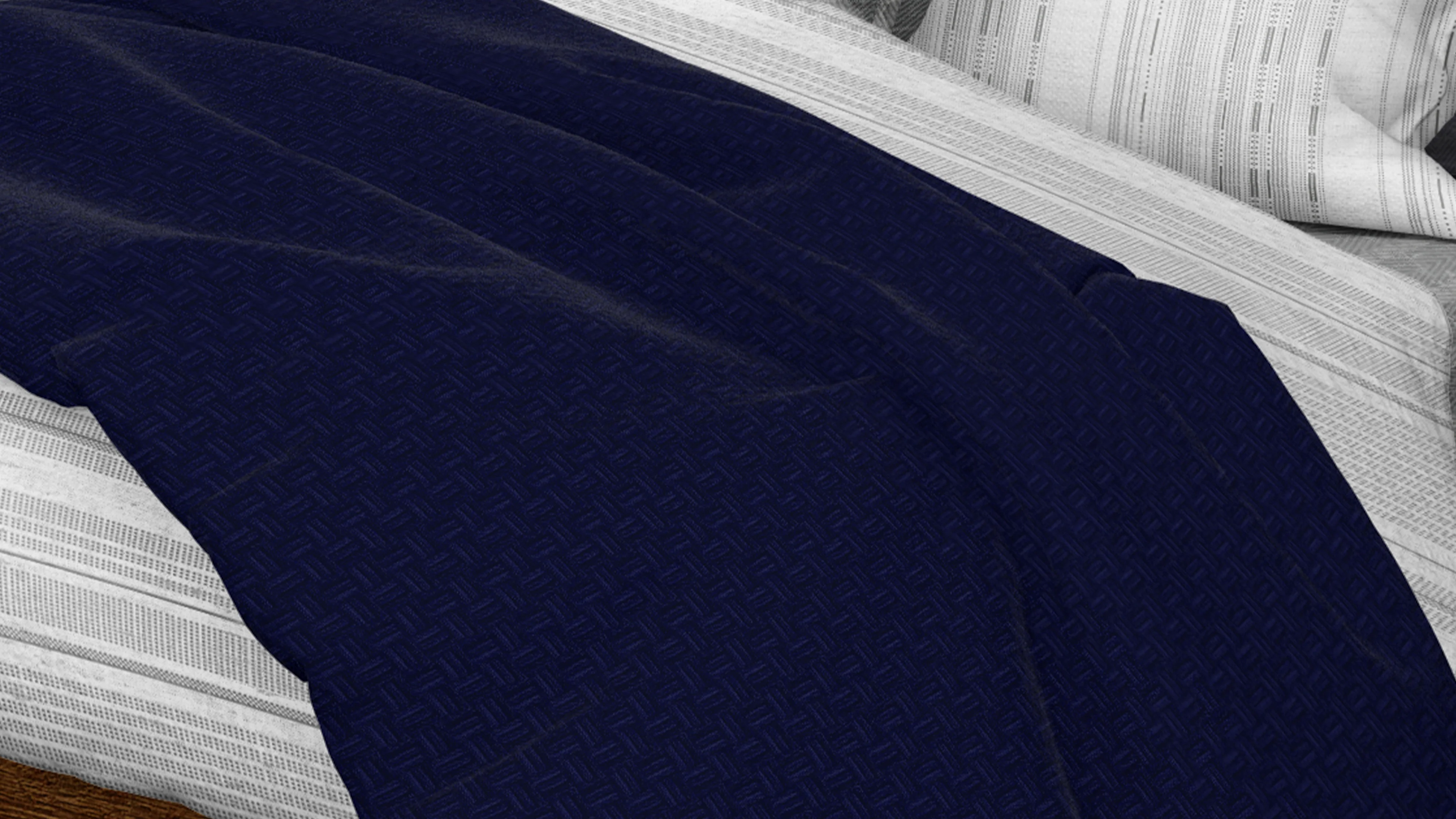 Cotton House Double/Queen Textured Blanket - Blue - Image 3