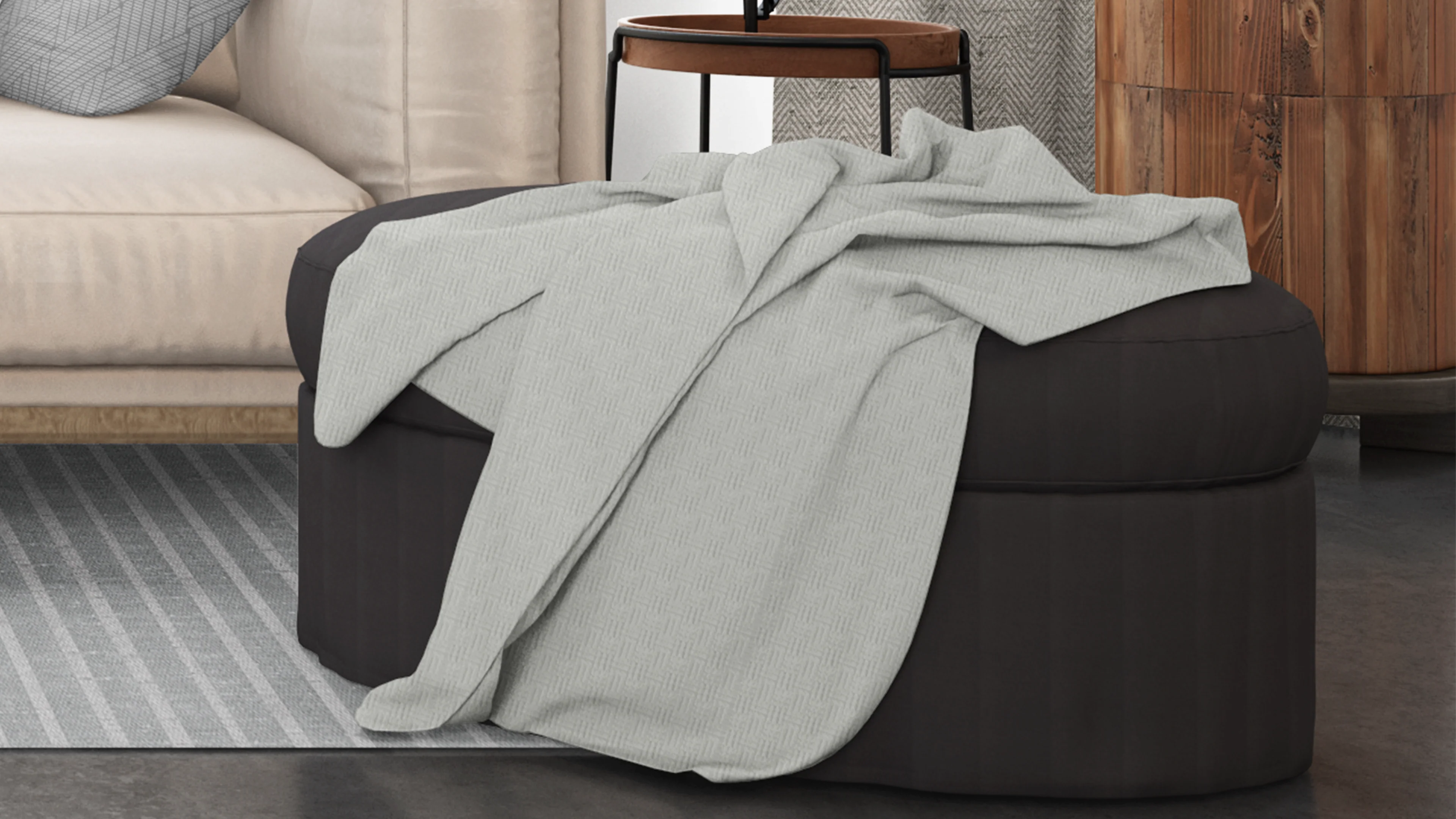 Cotton House Double/Queen Textured Blanket - Grey - Image 2