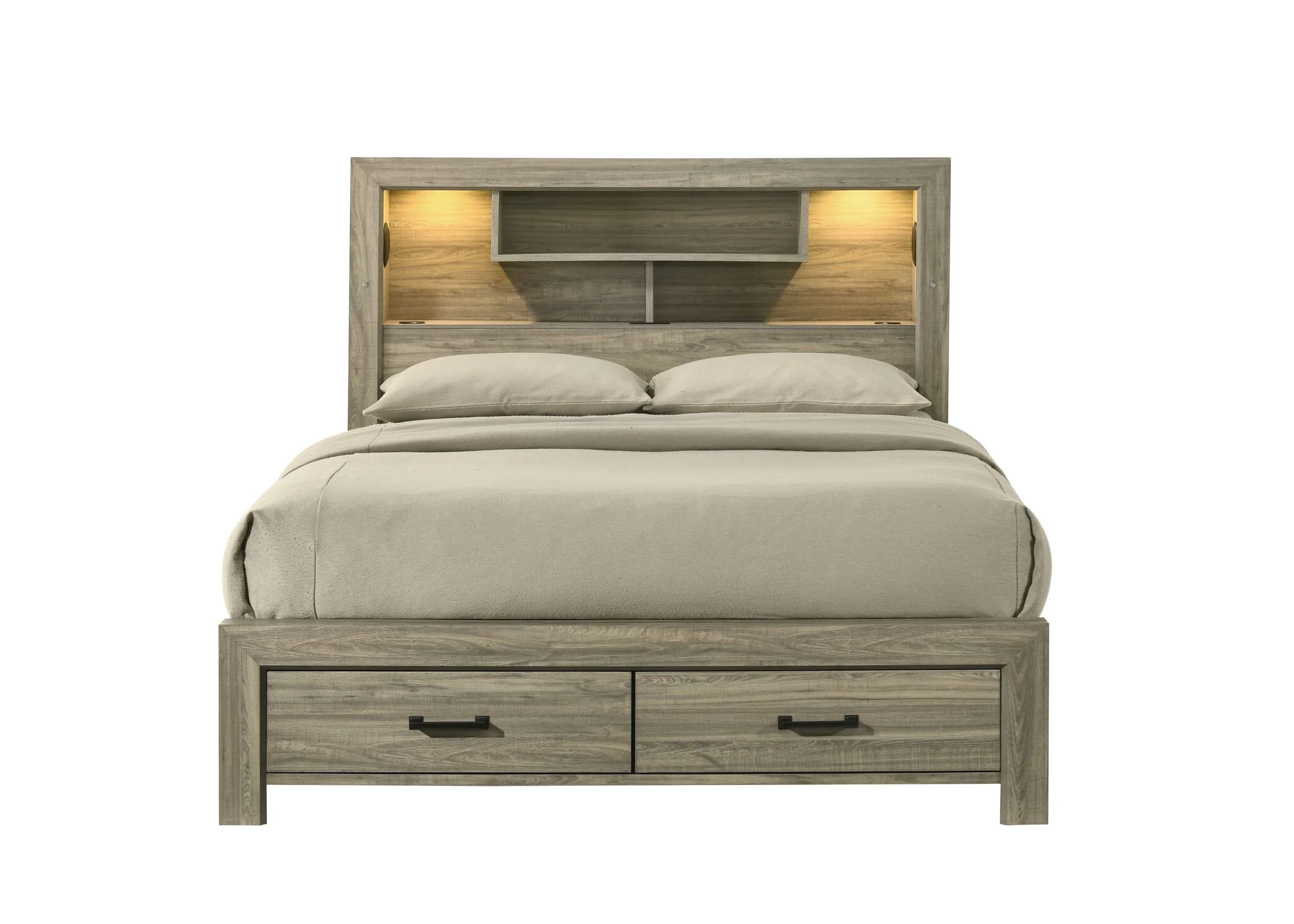 Dario 3-Piece Storage Full Bed - Light Brown, Beige - Image 2