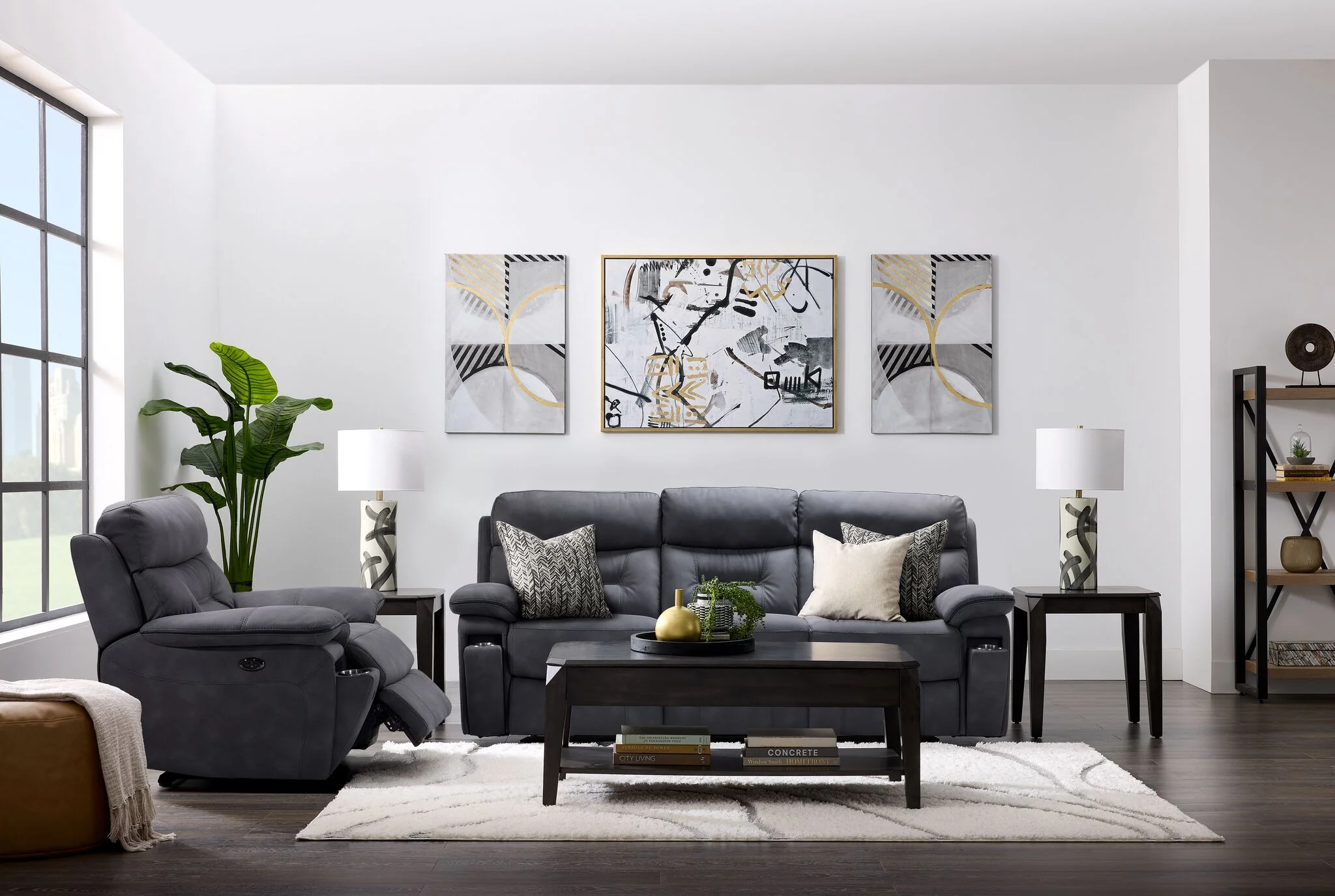 Dawson Power Reclining Sofa and Chair Set - Graphite - Image 2