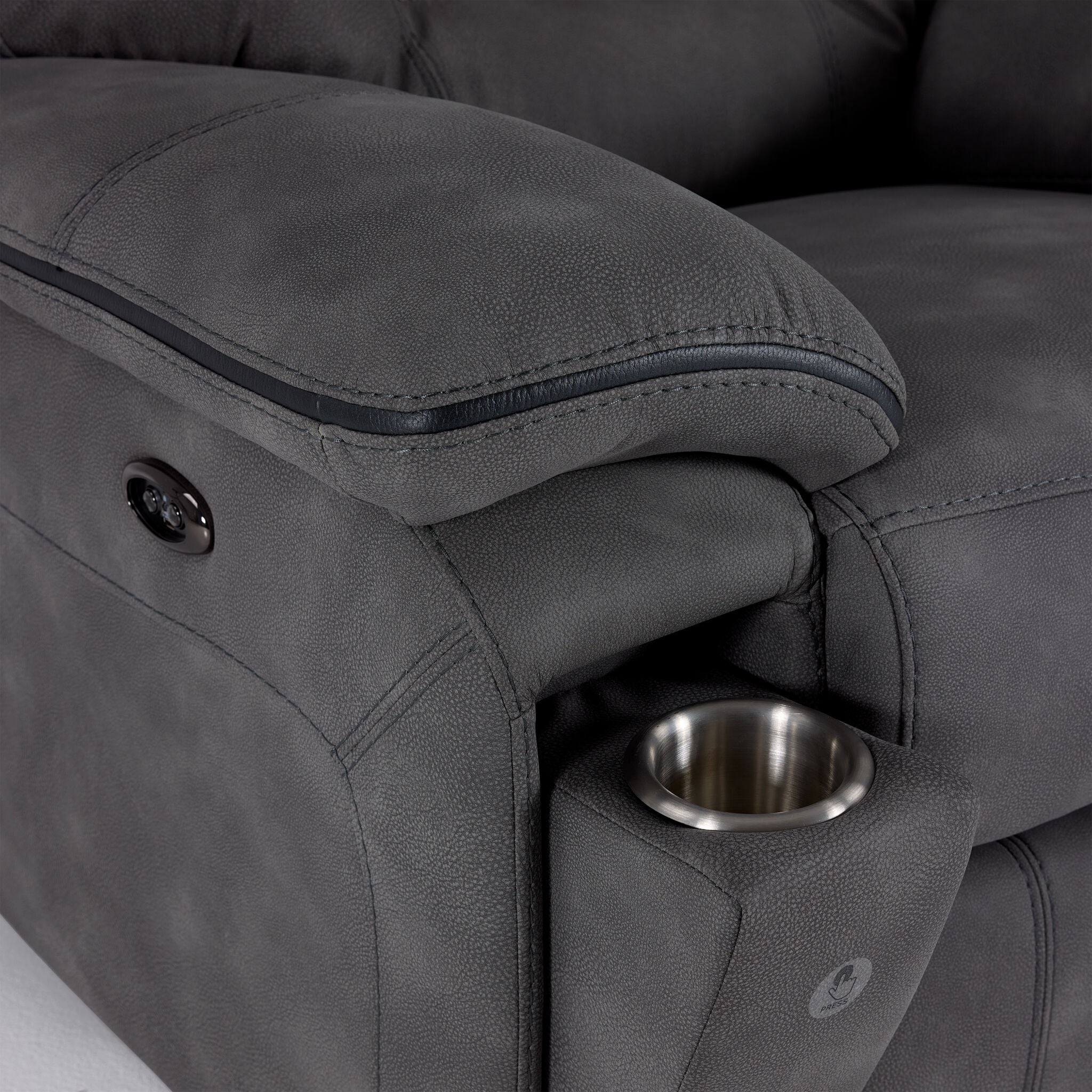 Dawson Power Reclining Sofa and Loveseat Set - Graphite - Image 4