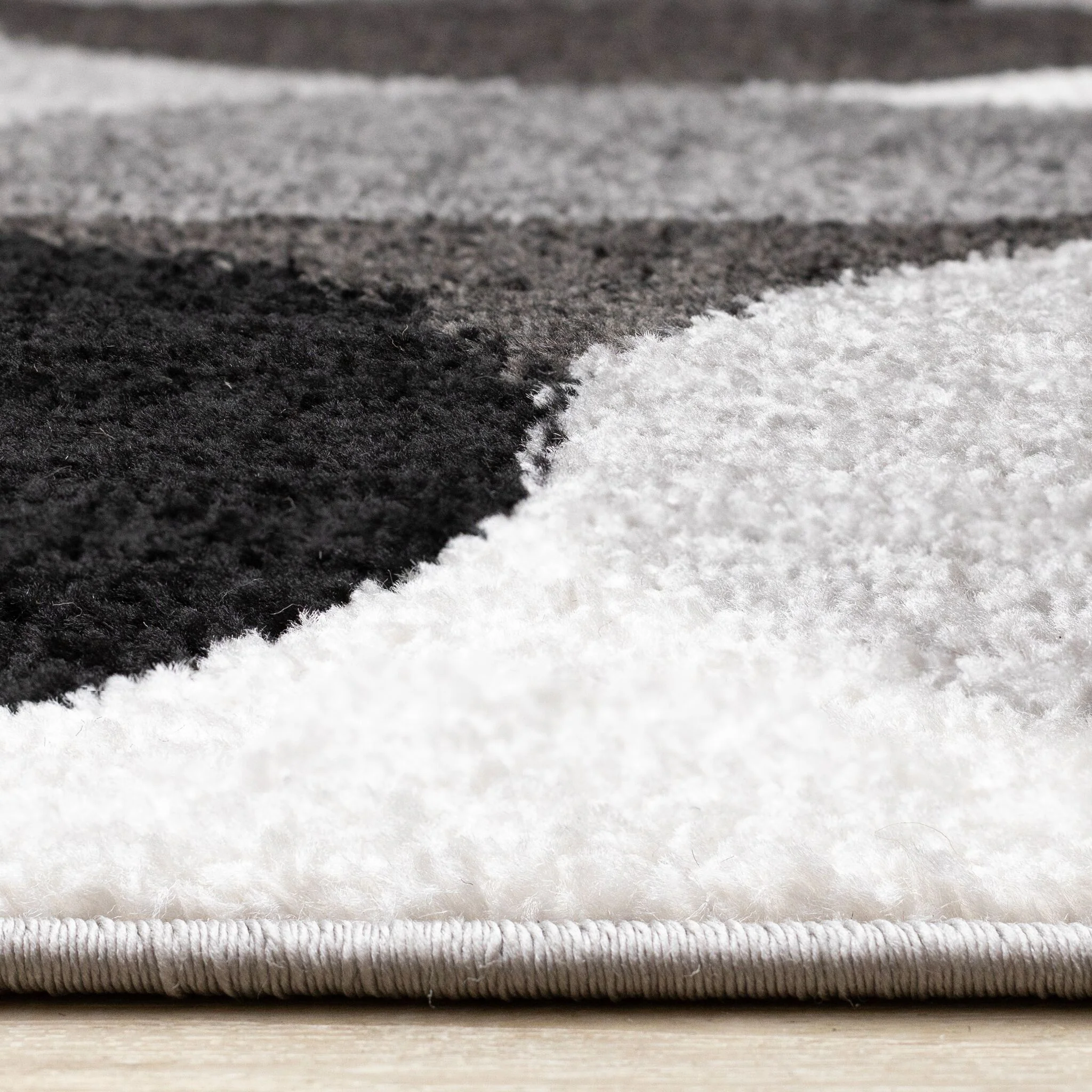 Eclipse 6'7" x 9'6" Mid-Century Modern Design Area Rug - Grey, Black, White - Image 5