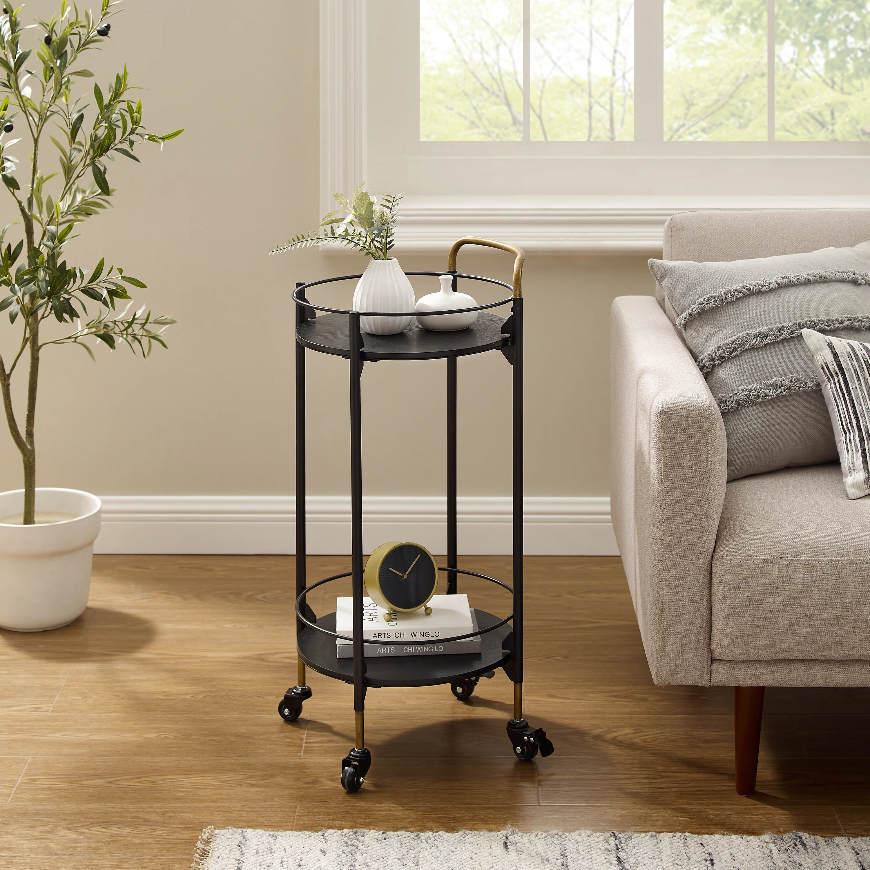 Emmie Round Bar Cart - Black - Image 6