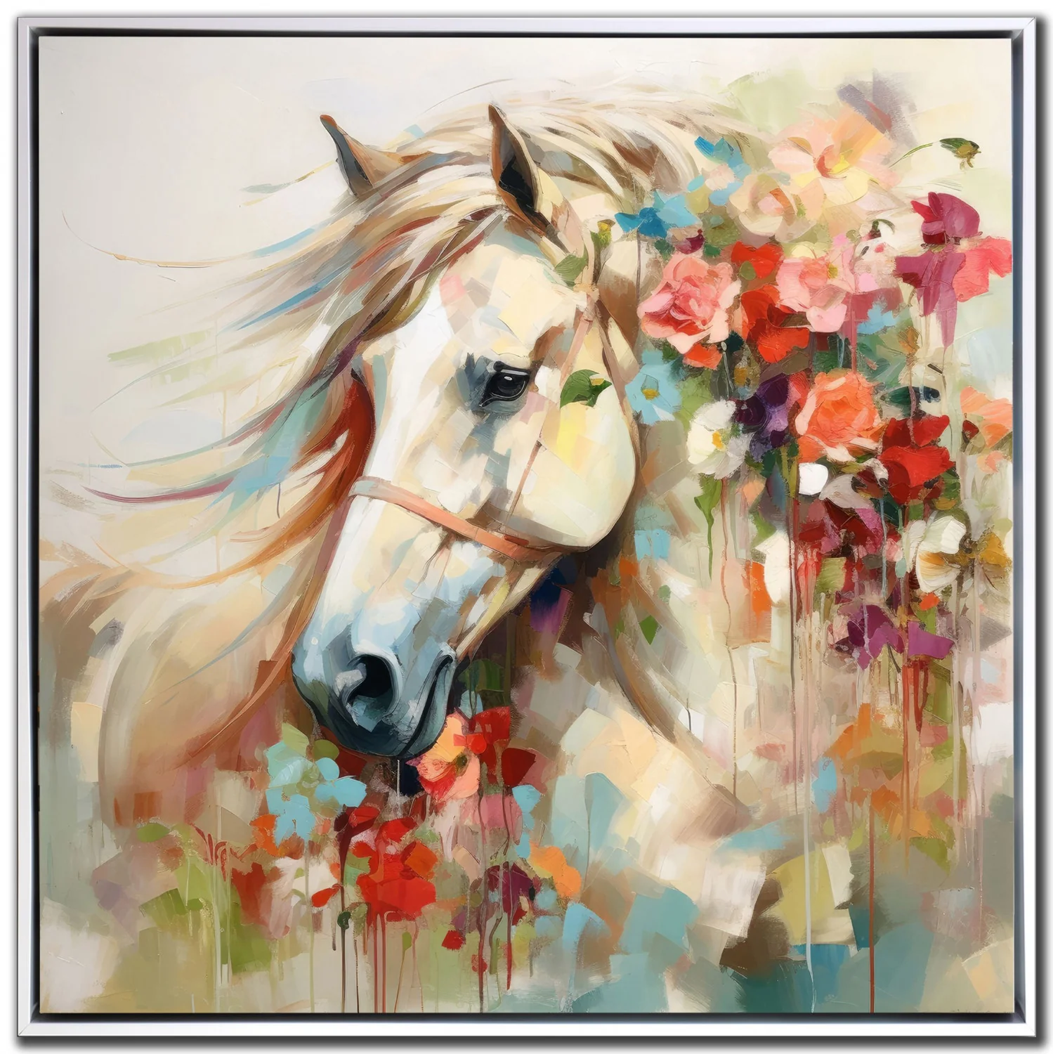 Equine Bloom Wall Art - Multi-Colour - 32 X 32