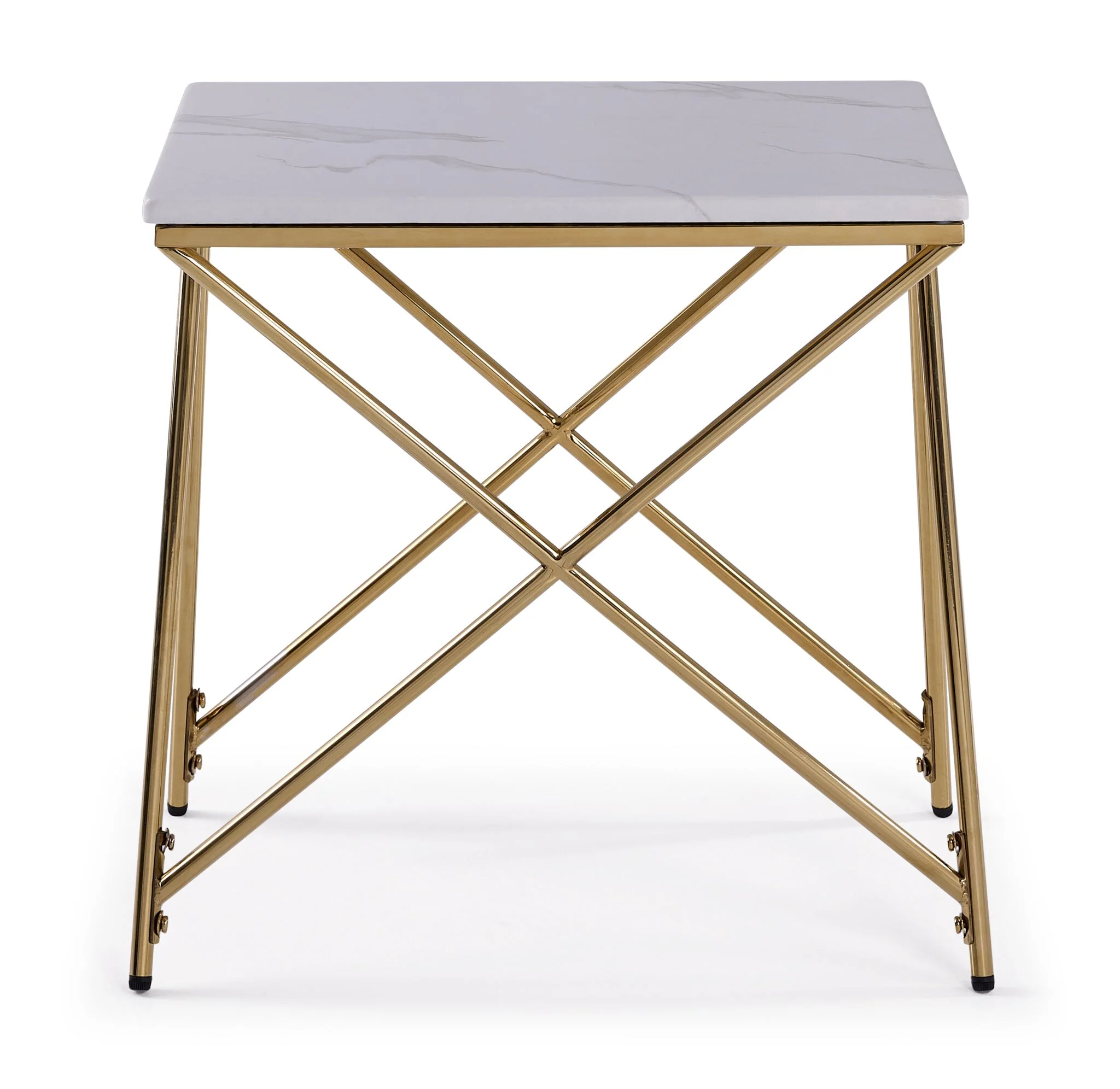 Farah 22" End Table - White and Gold - Image 2