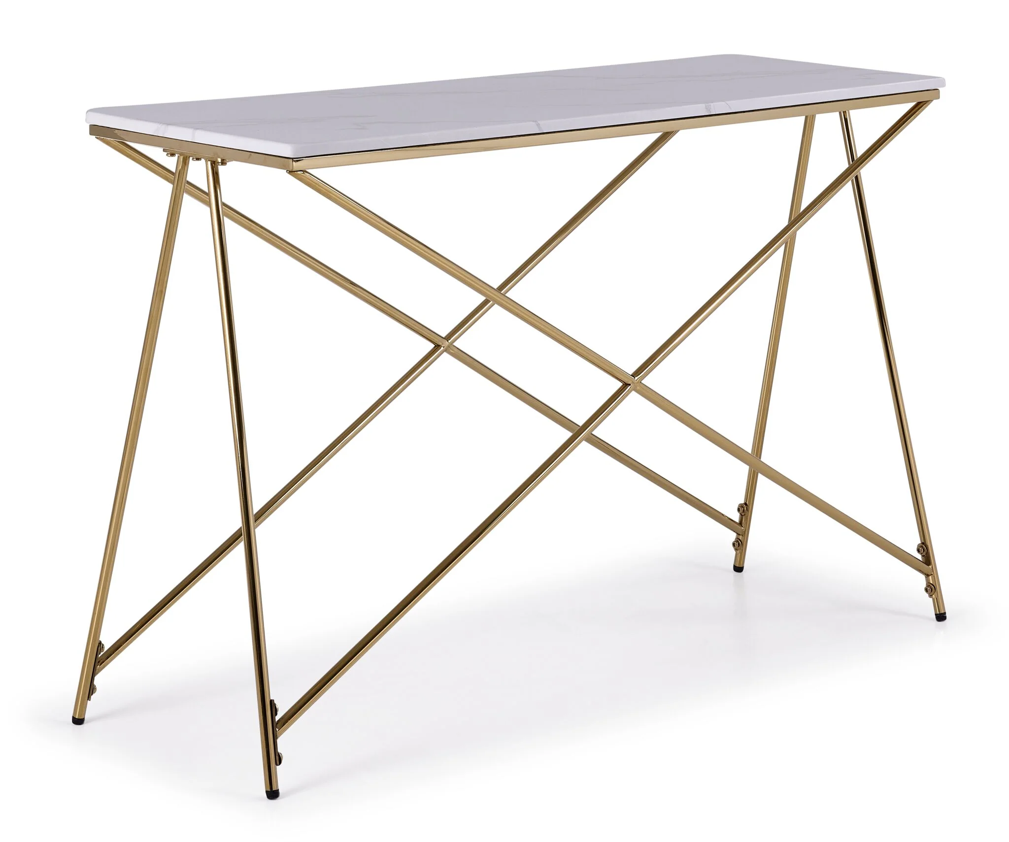 Farah 47" Sofa Table - White and Gold