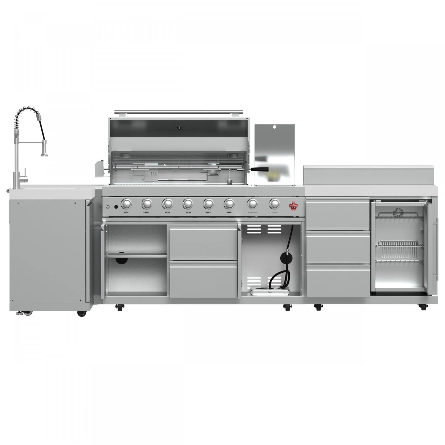 Forno Bulnes White Countertop Outdoor Kitchen with 40" 84,000 BTU BBQ and Beverage Centre - FODKT2520WHT