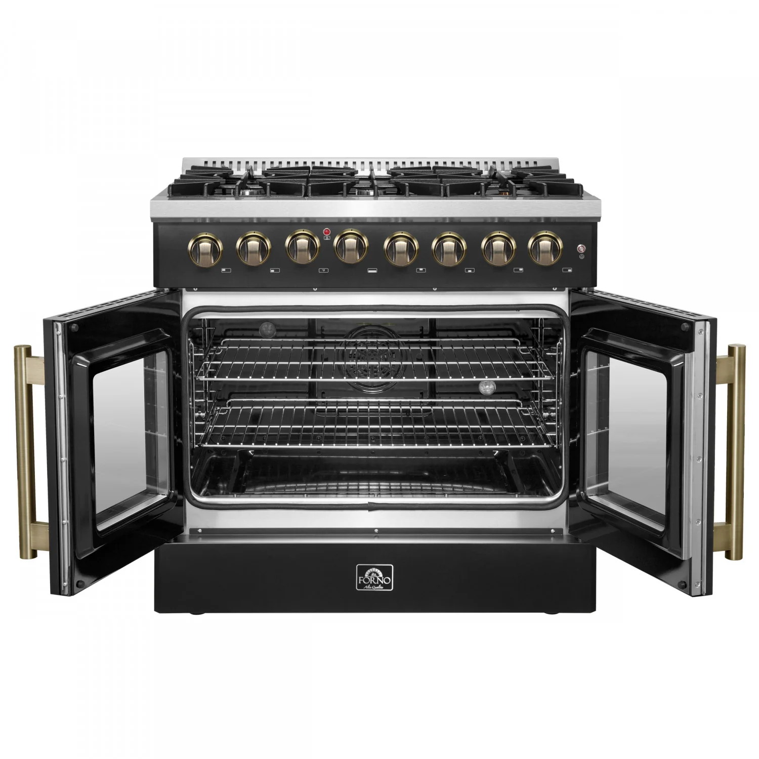 Forno Galiano 36" Black French Door Dual Fuel Range with True Convection (5.36 Cu. Ft.) - FFSGS6356-36BLK - Image 2