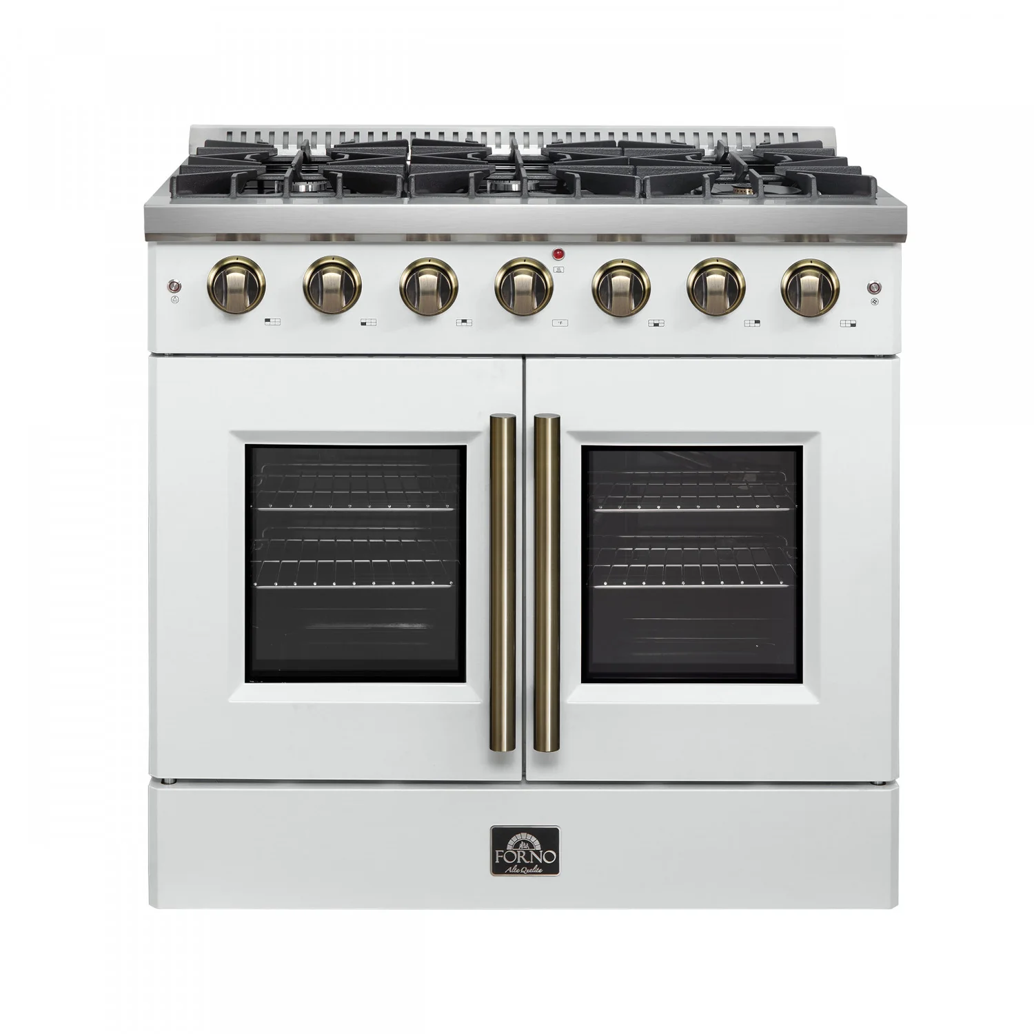Forno Galiano 36" White French Door Freestanding Gas Range (5.36 Cu. Ft.) - FFSGS6444-36WHT