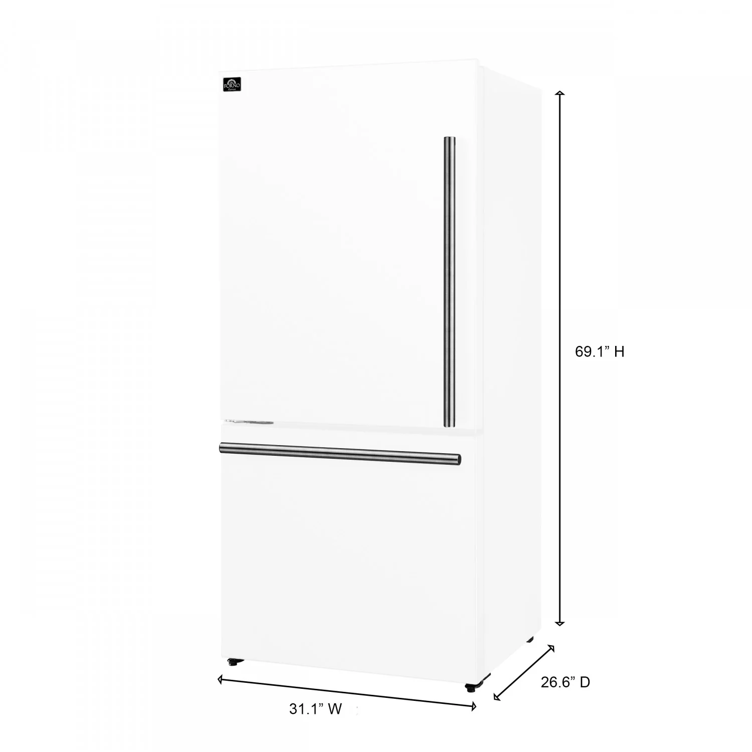 Forno Milano 31" 17.2 Cu.Ft. White Bottom Freezer Refrigerator with Right Swing Door - FFFFD1786-31WHT