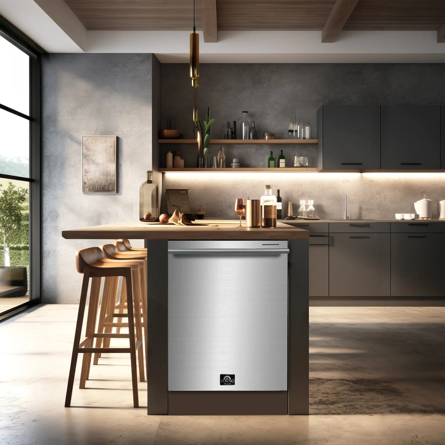 Forno Premium Stainless Steel Kitchen Package with 36" Gas Range, French Door Refrigerator and Dishwasher - FBDL-004-01CAUS - Image 7