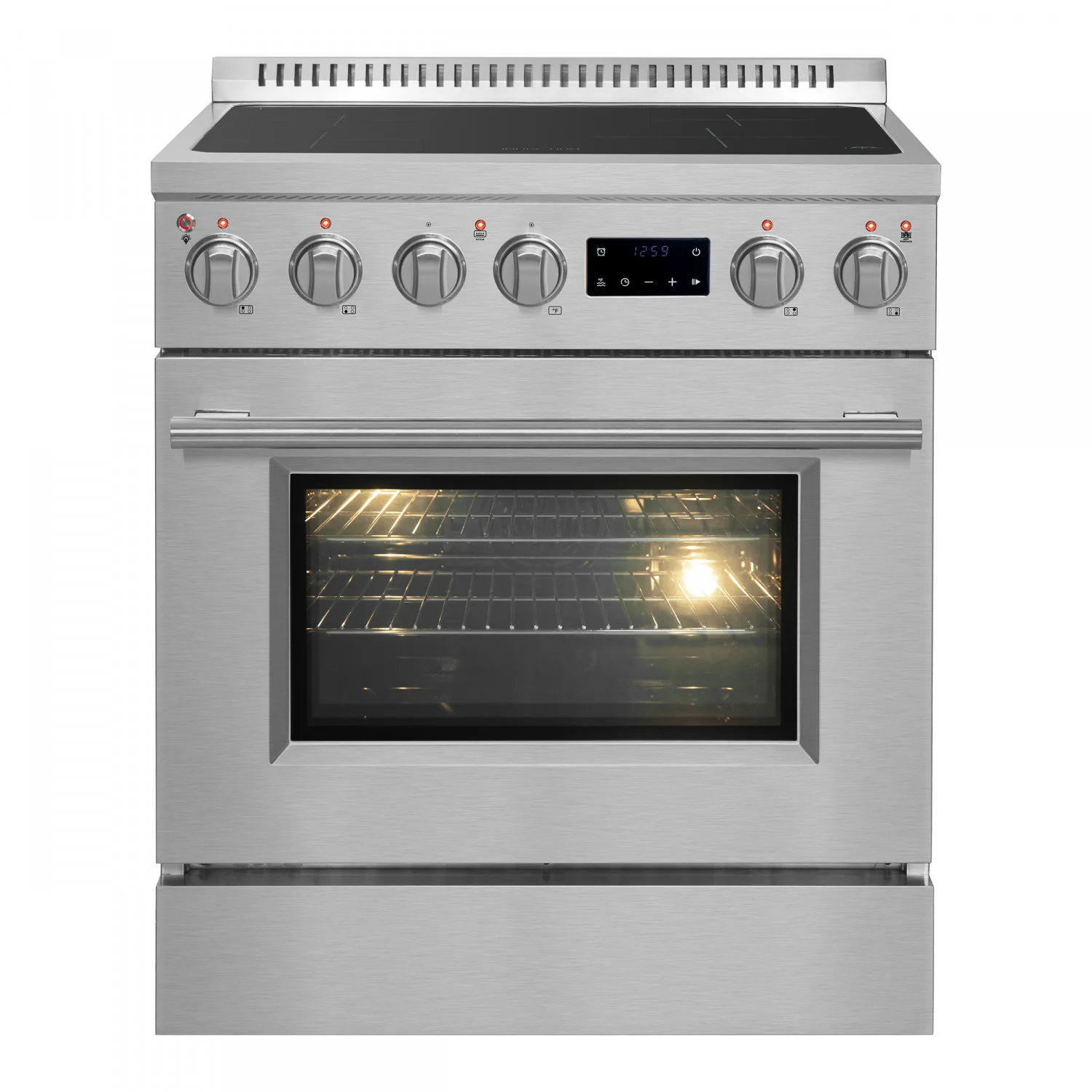 Forno Torino Stainless Steel 30" True Convection Induction Range with Air Fry and Air Sous Vide (4.32 Cu. Ft.) - FFSIN0936-30