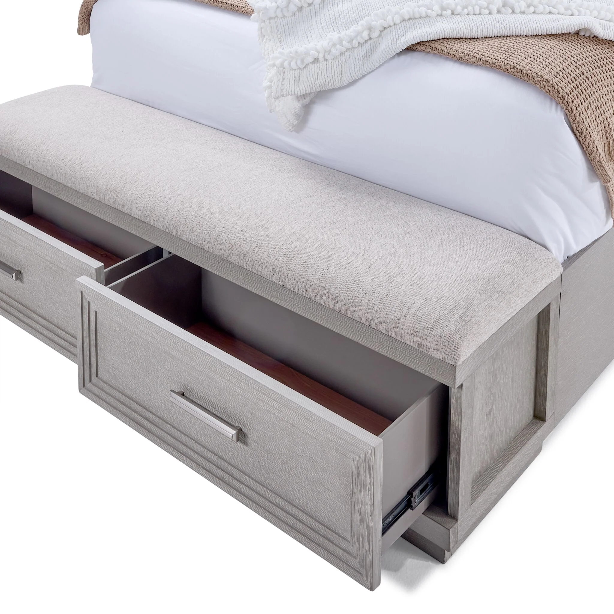 Fresh Perspective Cascade 3-Piece King Storage Bench Bed - Dovetail Grey - Image 8