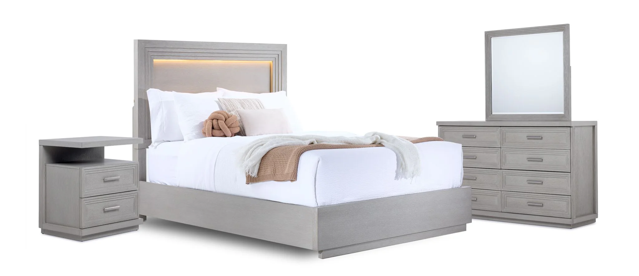 Fresh Perspective Cascade 6-Piece Queen Panel Bedroom Package - Dovetail Grey