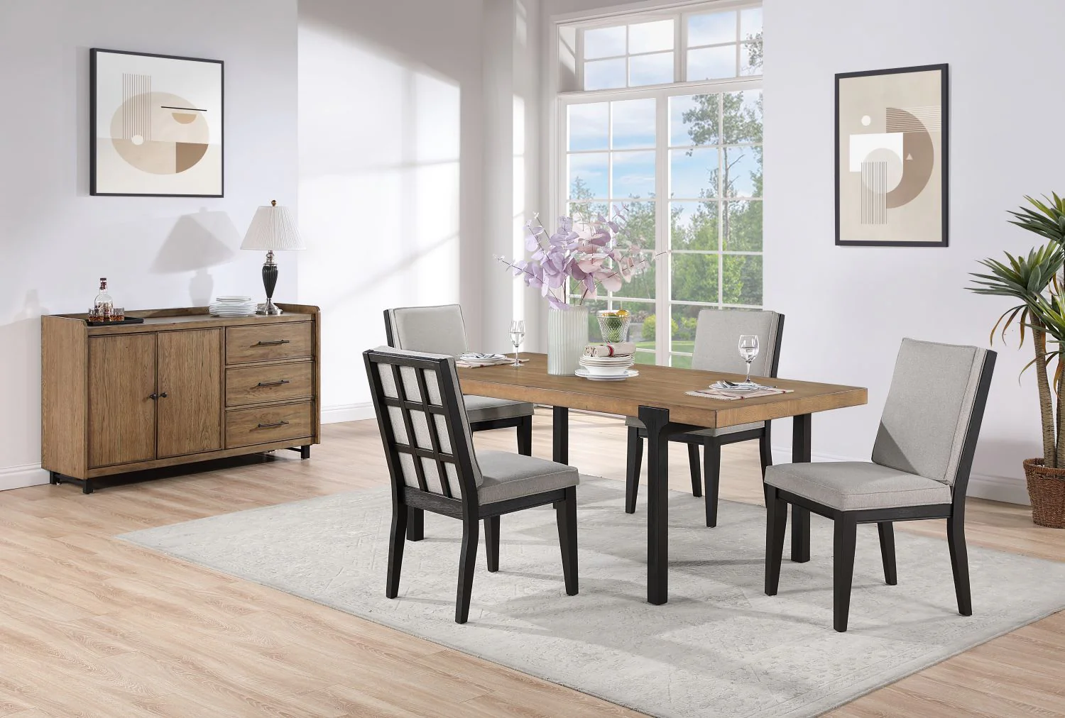 Freye Grid Side Chair - Beige, Brown - Image 2