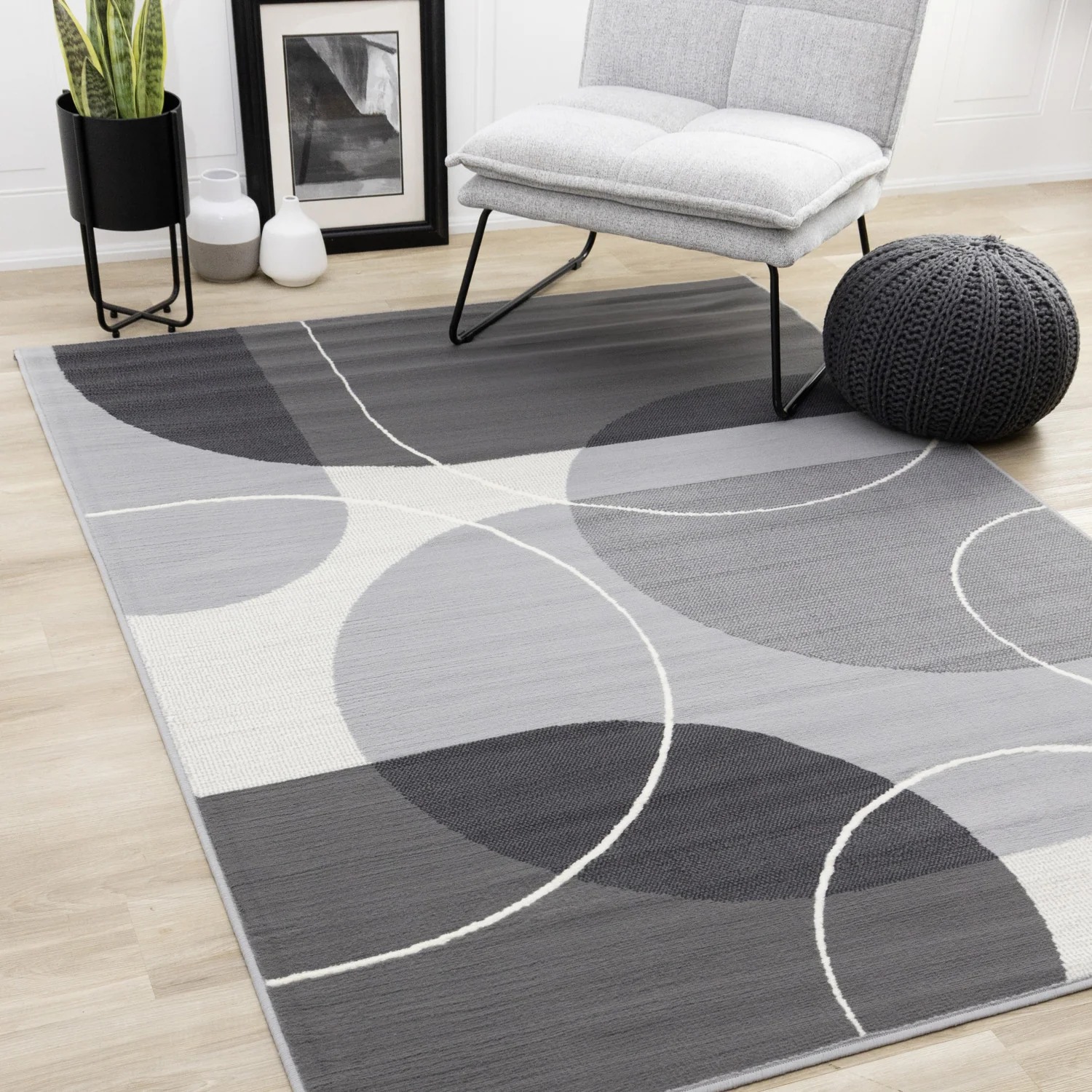 Functional Contemporary Area Rug - 5' X 8' - Grey - Image 2
