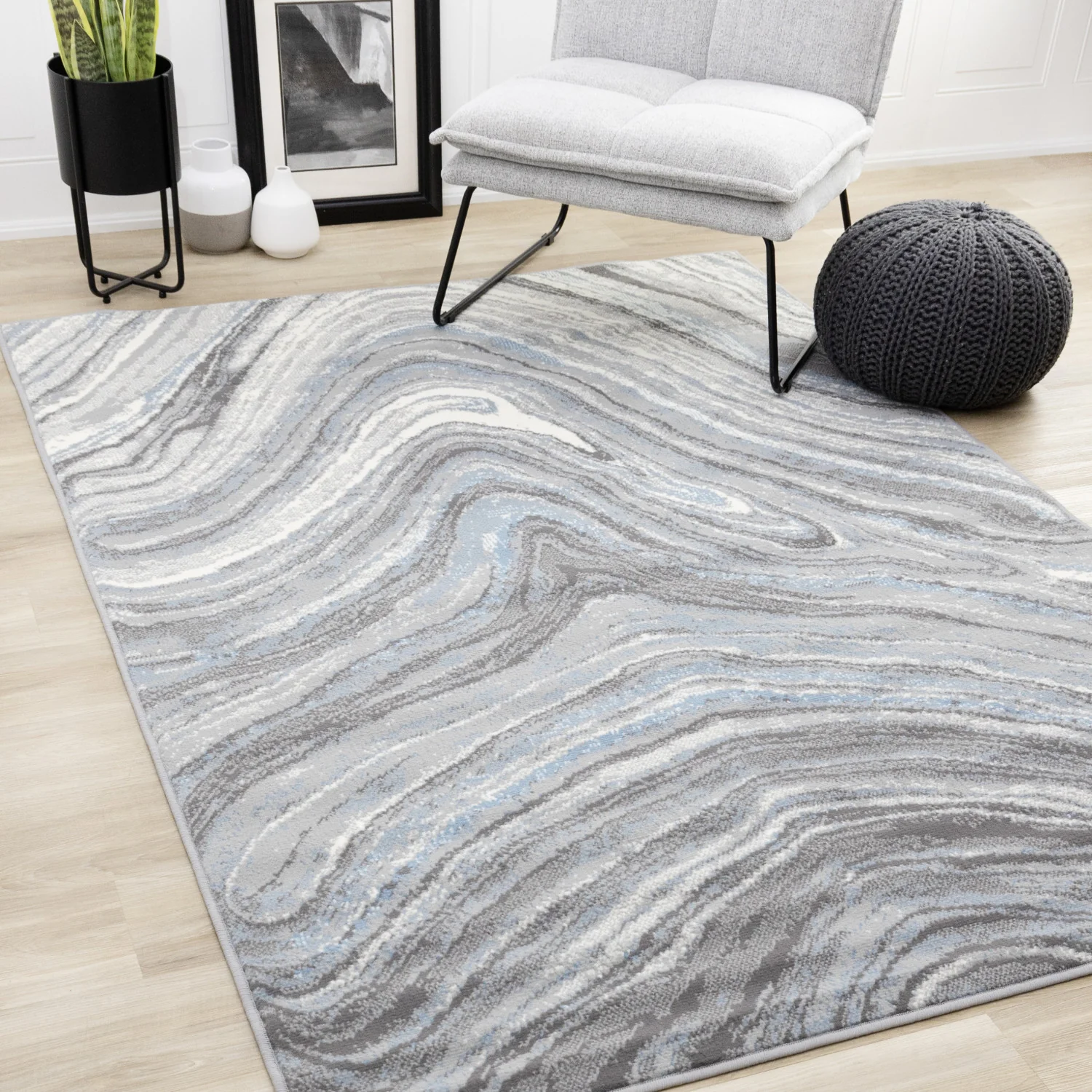 Functional Modern Area Rug - 5' X 8' - Blue/Grey - Image 2