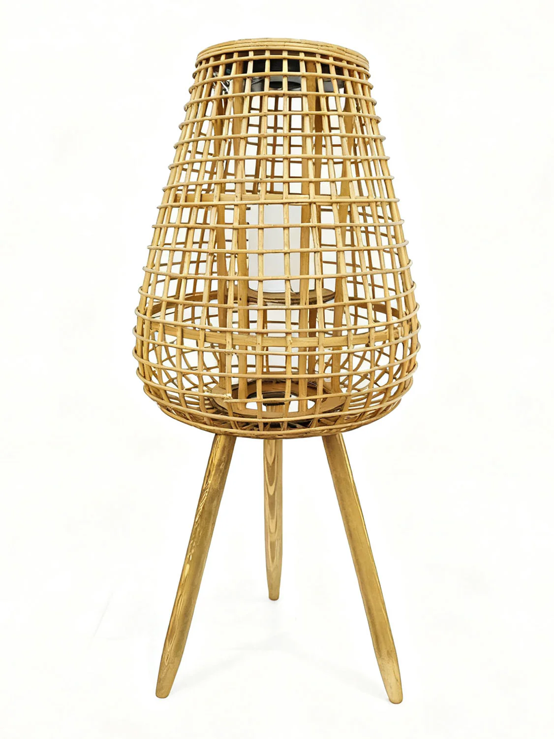 Garden Party 30.3" Solar Rattan Woven Lamp - Natural
