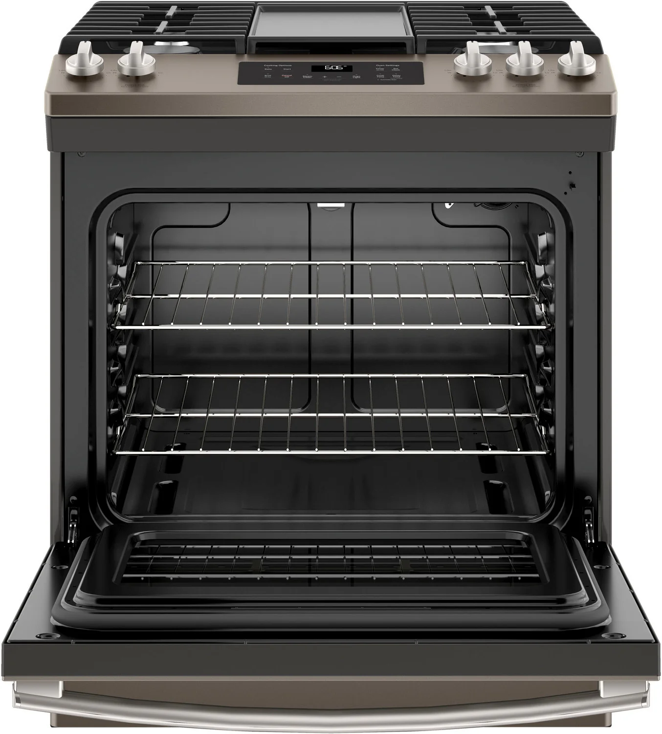 GE Premium Slate Appearance Slide-In Gas Range (5.4 Cu. Ft.) - JCGSS66EELES - Image 2