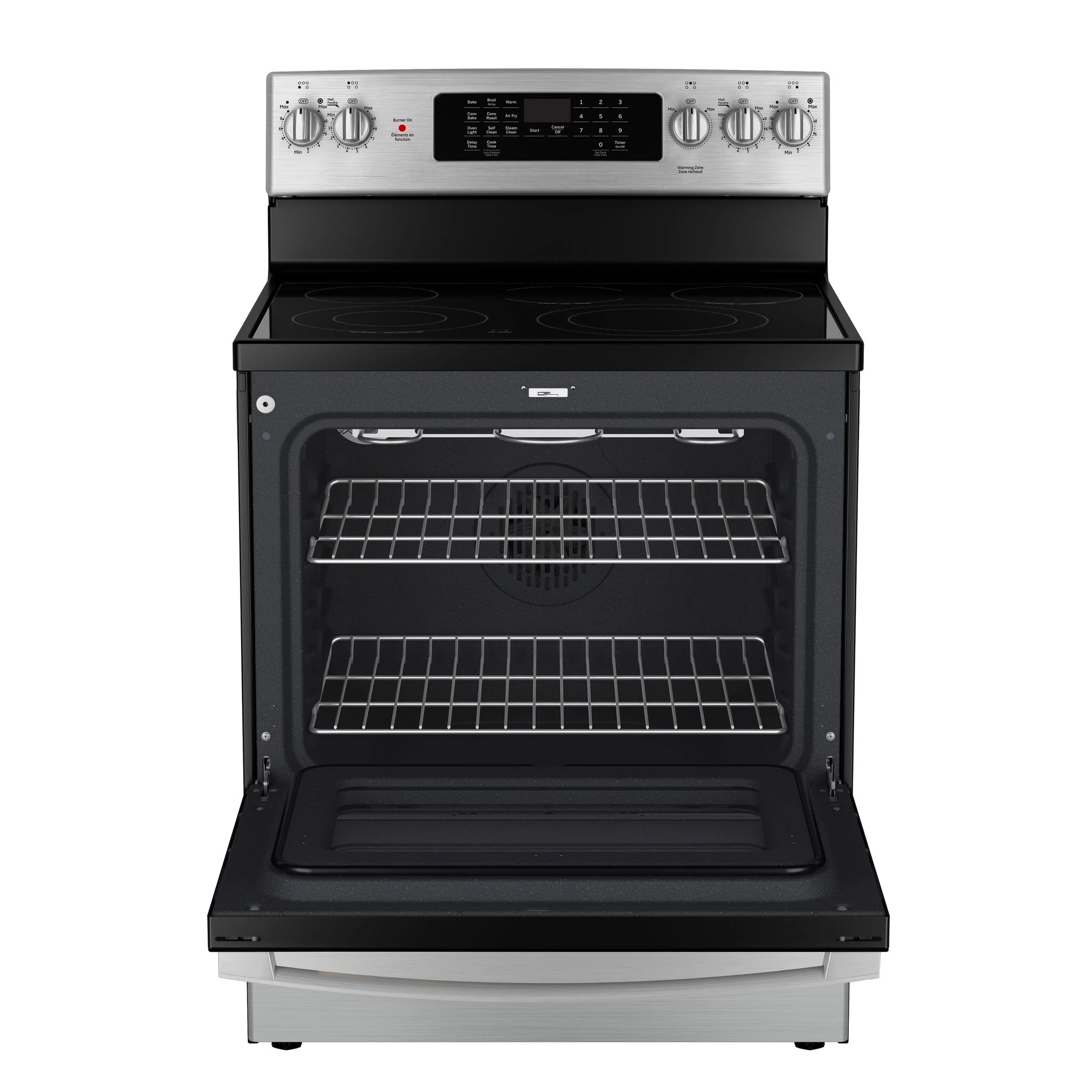 GE Stainless Steel Free-Standing Electric Convection Range with No-Preheat Air Fry (5.0 cu.ft) - JCB840STSS - Image 8