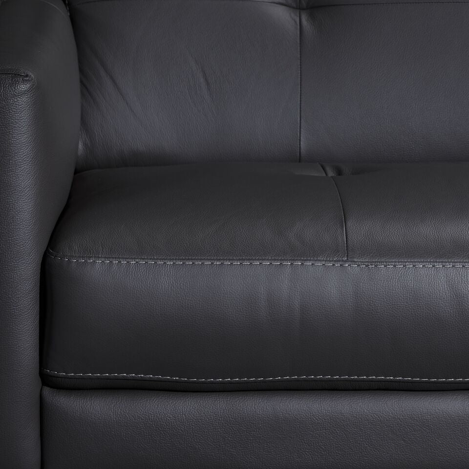 Giovanna Leather Sofa - Grey - Image 3