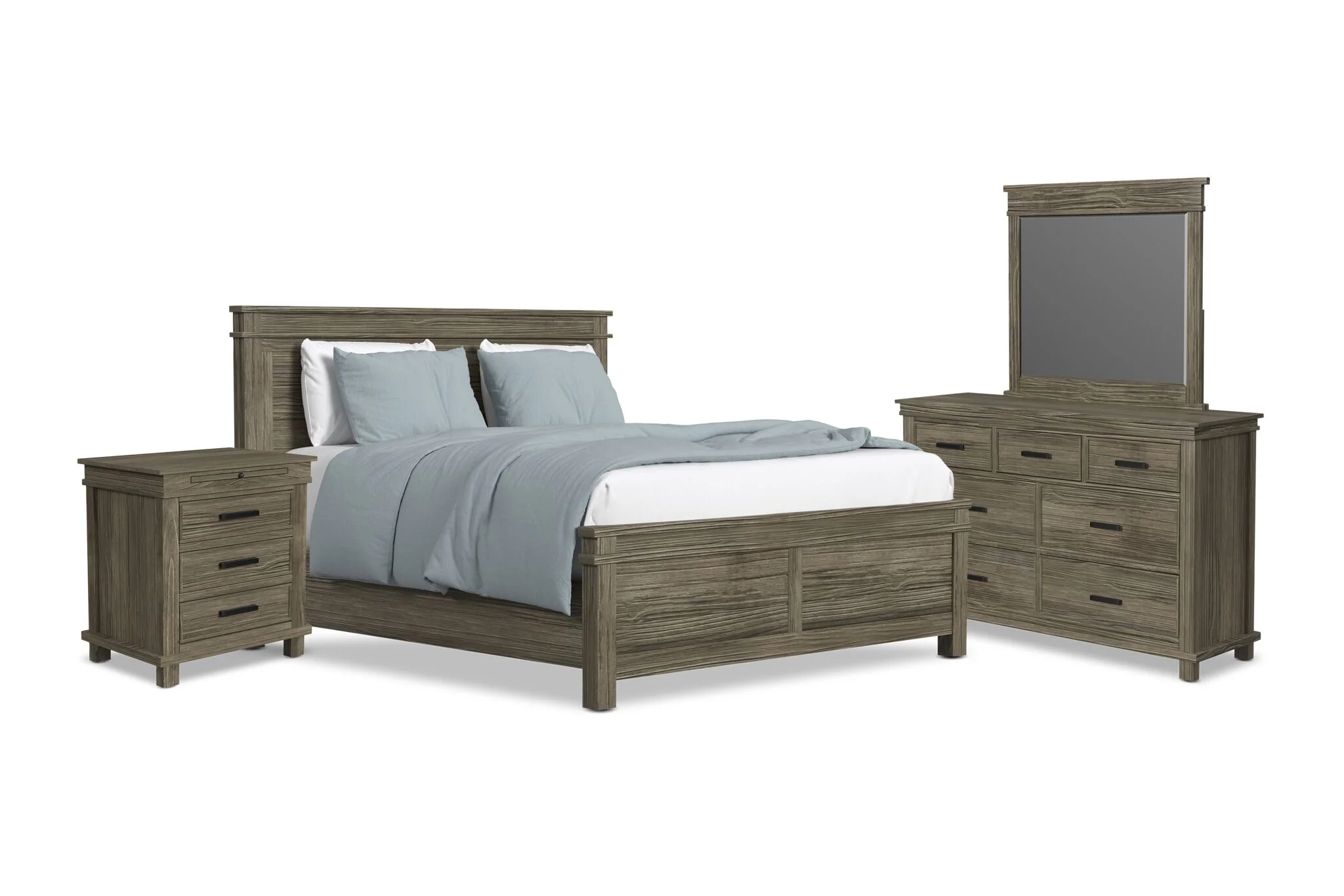 Glacier Point 6 - Piece Queen Panel Bedroom Package - Greystone